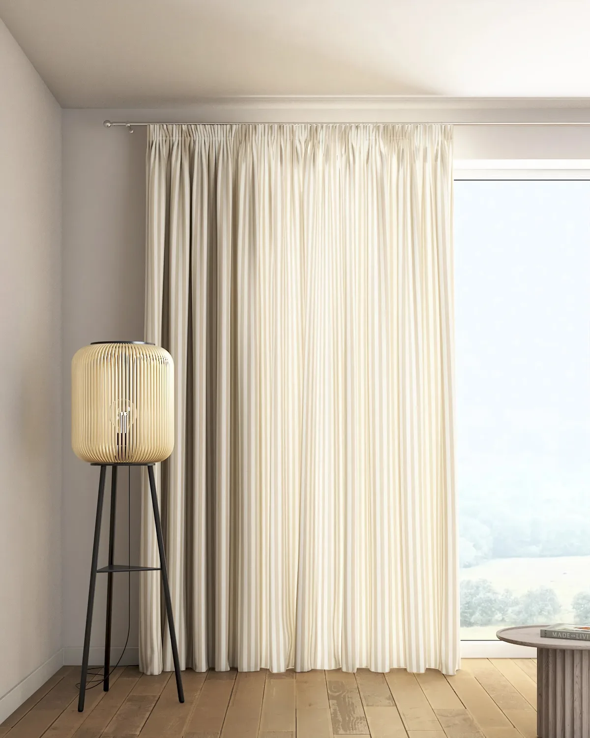 Vorhang mit Kräuselband Farbe beige Stoff gemustert de Dekoria – photo du produit