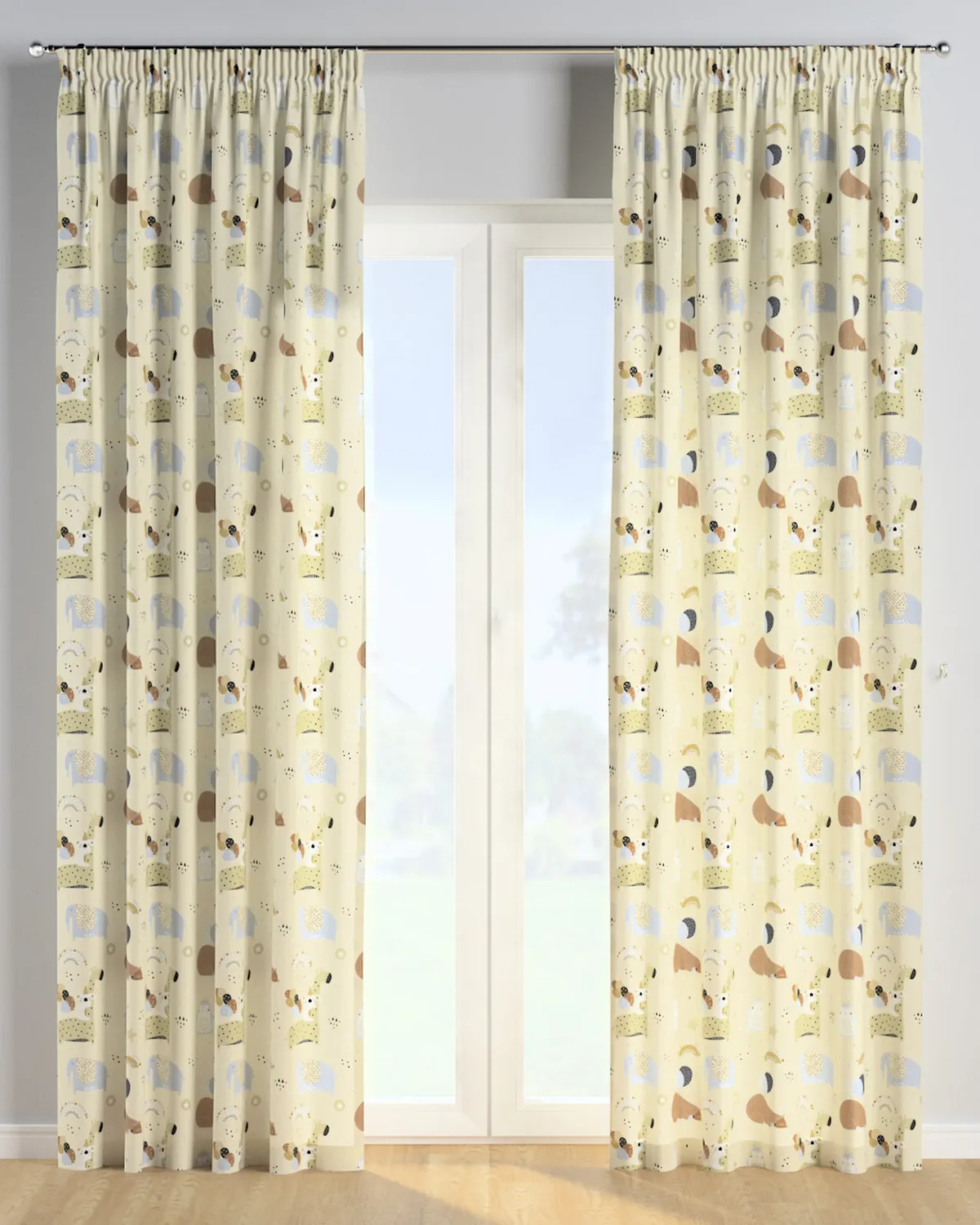 Vorhang mit Kräuselband Farbe beige Stoff gemustert de Dekoria – photo du produit