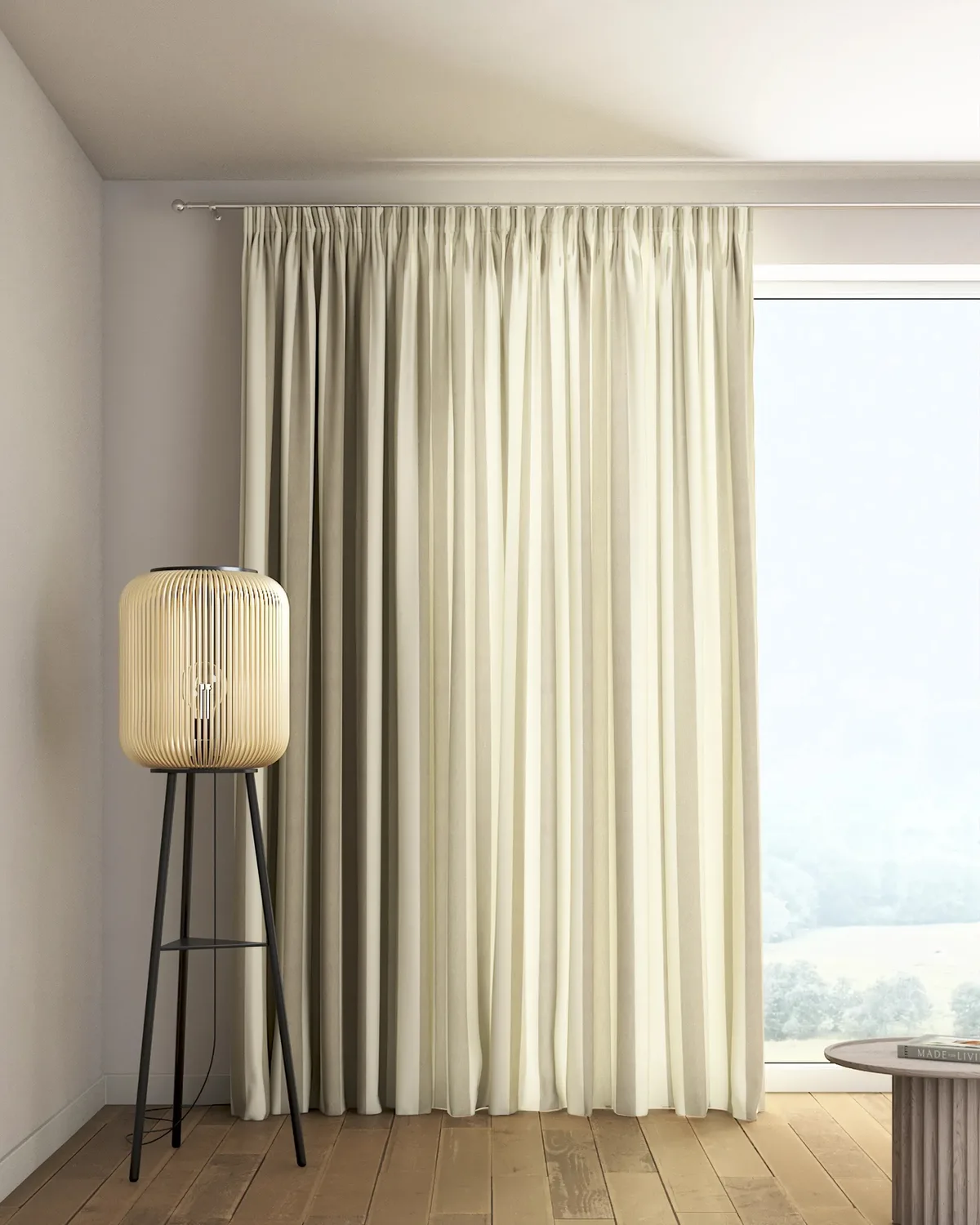Vorhang mit Kräuselband Farbe beige Stoff gemustert de Dekoria – photo du produit