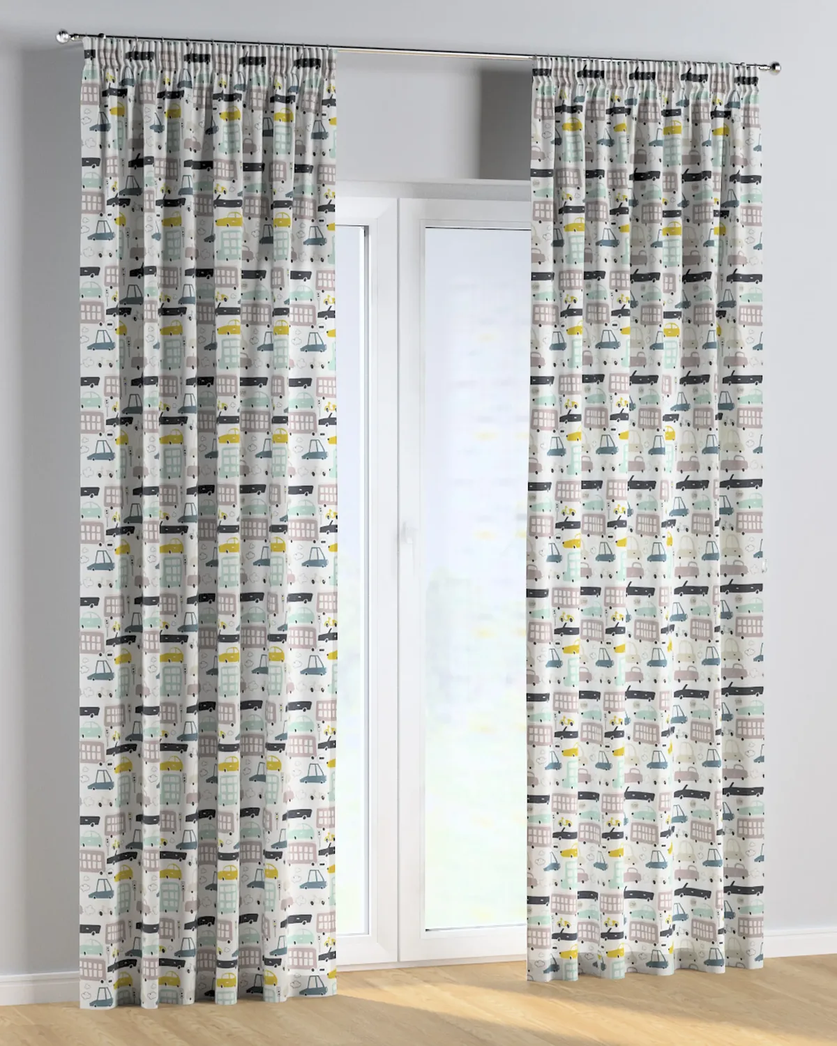 Vorhang mit Kräuselband Farbe beige Stoff gemustert de Dekoria – photo du produit