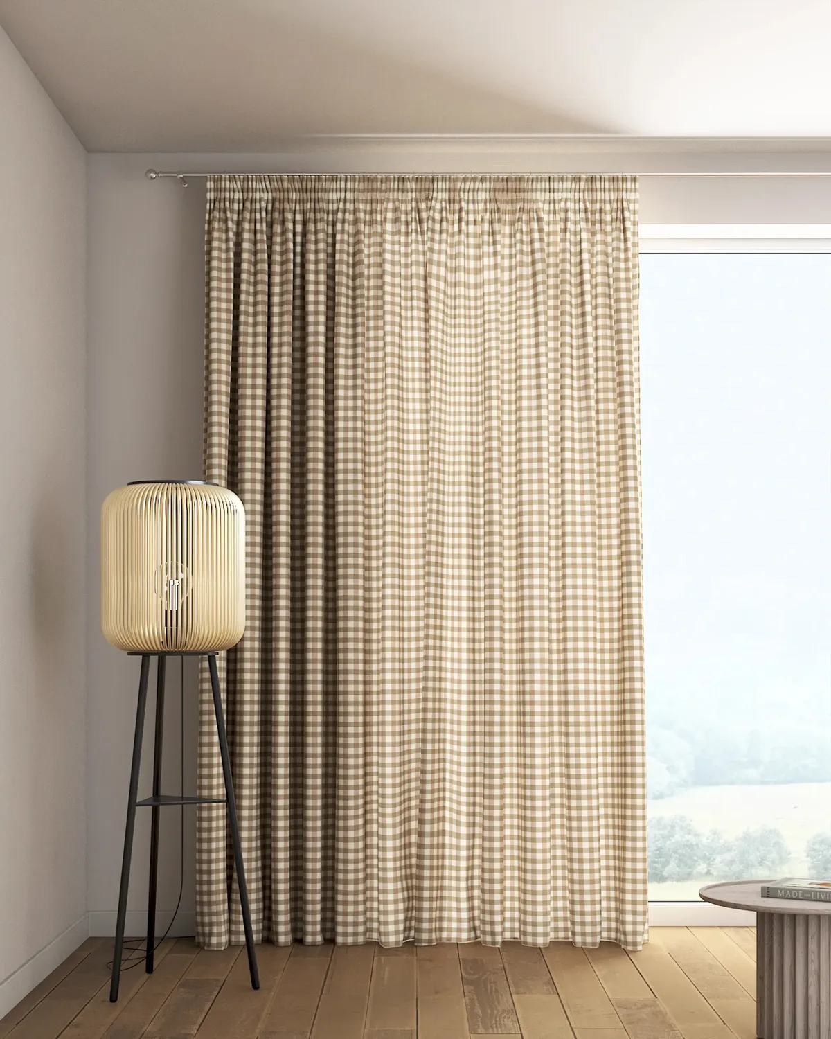 Vorhang mit Kräuselband Farbe beige Stoff gemustert de Dekoria – photo du produit
