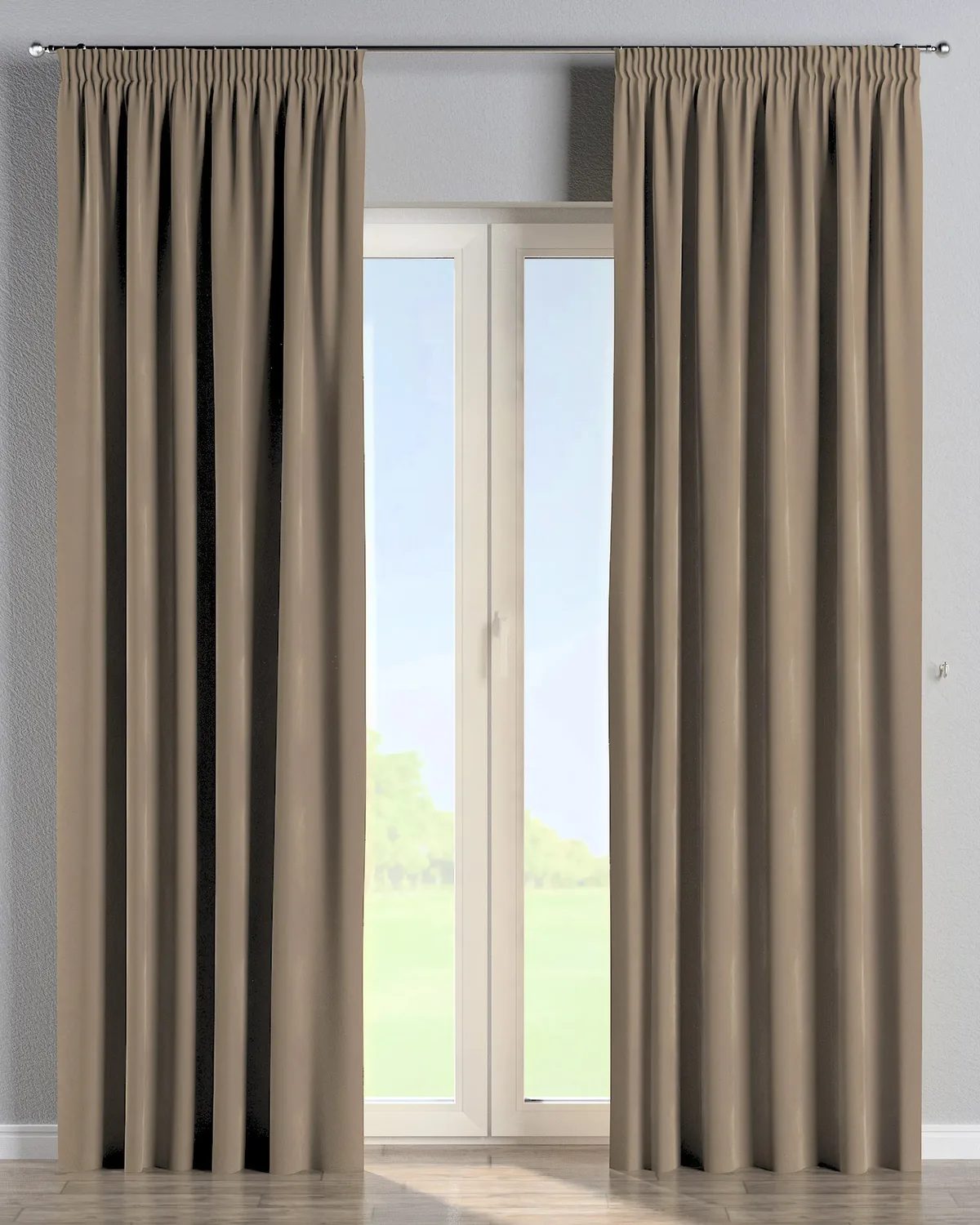 Vorhang mit Kräuselband Farbe beige Stoff glänzend, samt de Dekoria – photo du produit