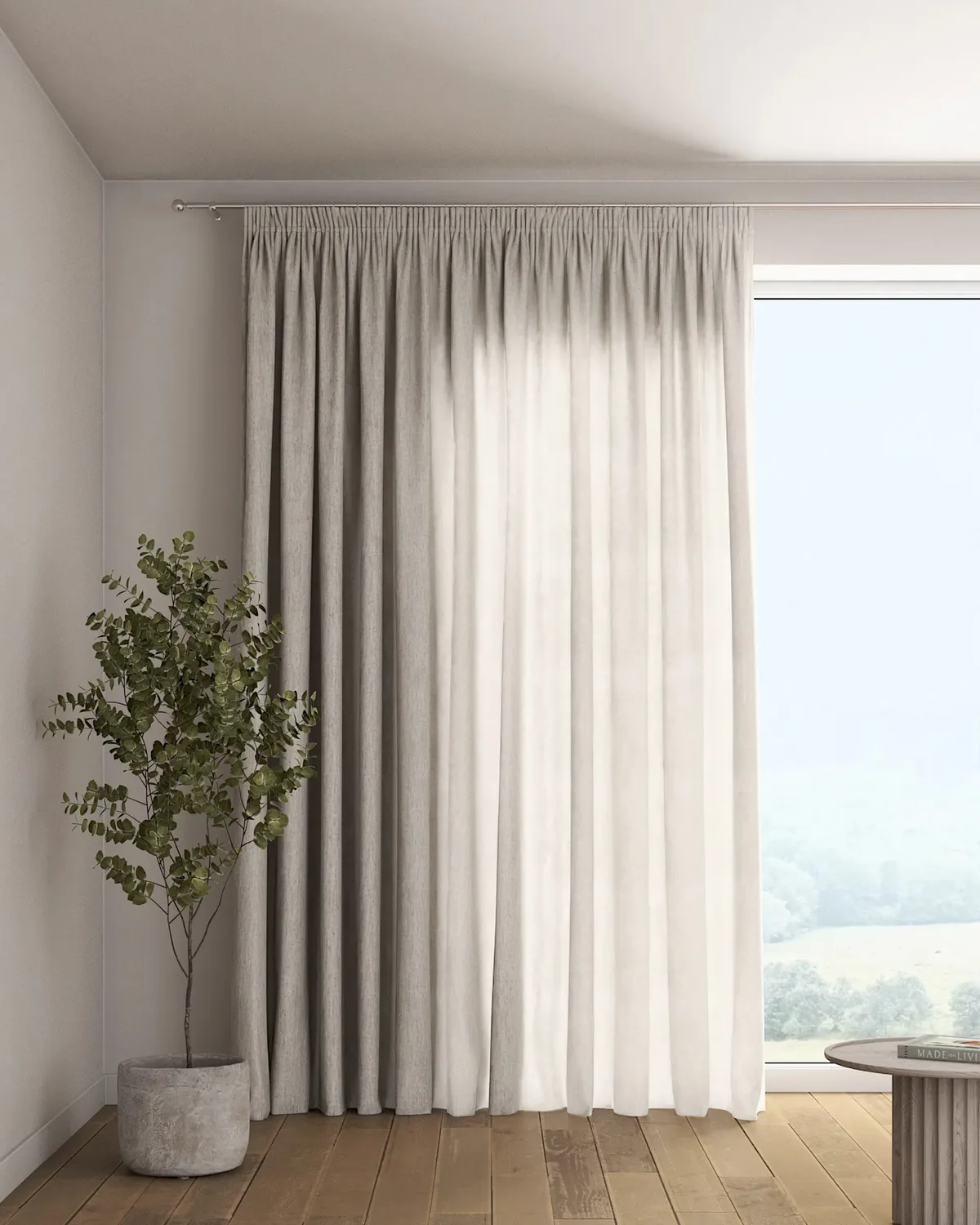 Vorhang mit Kräuselband Farbe beige Stoff halbtransparent, strukturiert de Dekoria – photo du produit