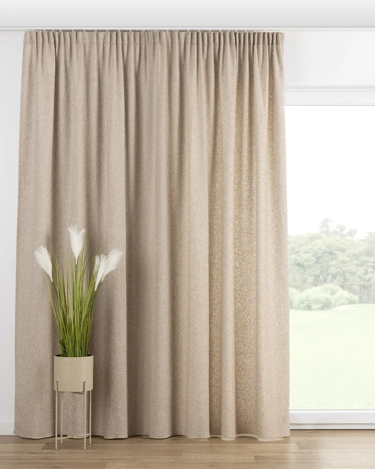 Vorhang mit Kräuselband Farbe beige Stoff halbtransparent, strukturiert de Dekoria – photo du produit