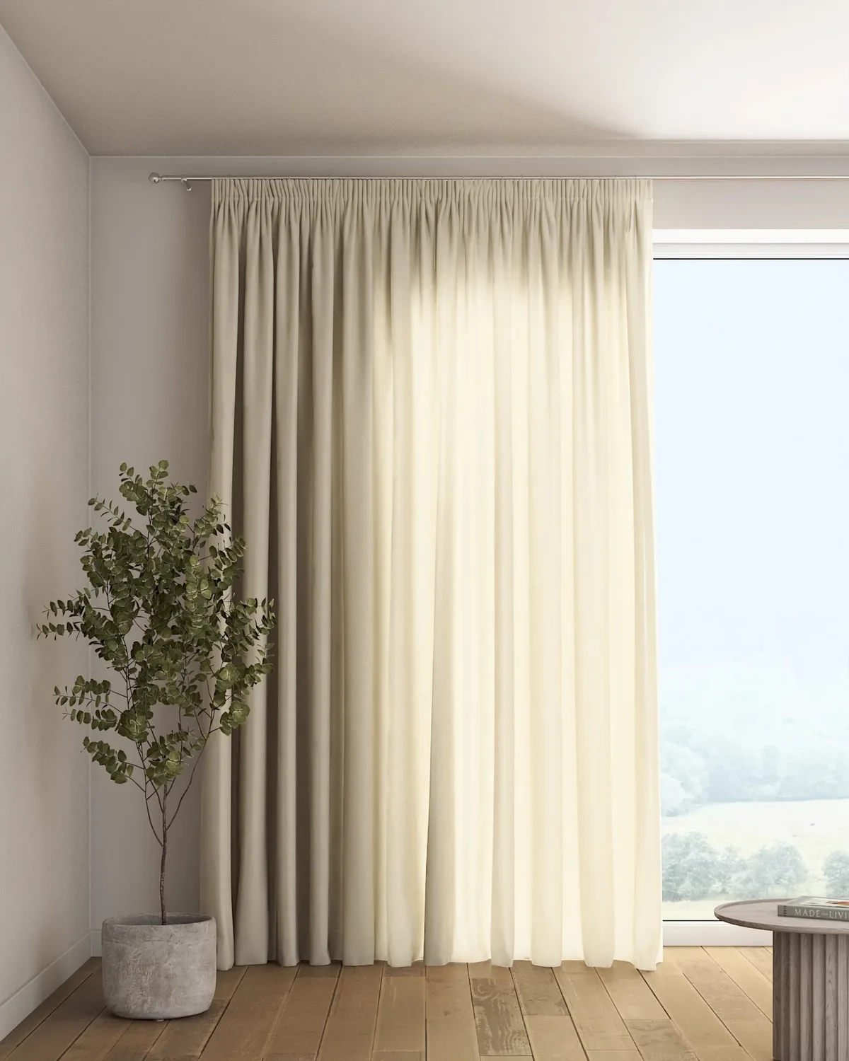 Vorhang mit Kräuselband Farbe beige Stoff halbtransparent, strukturiert de Dekoria – photo du produit