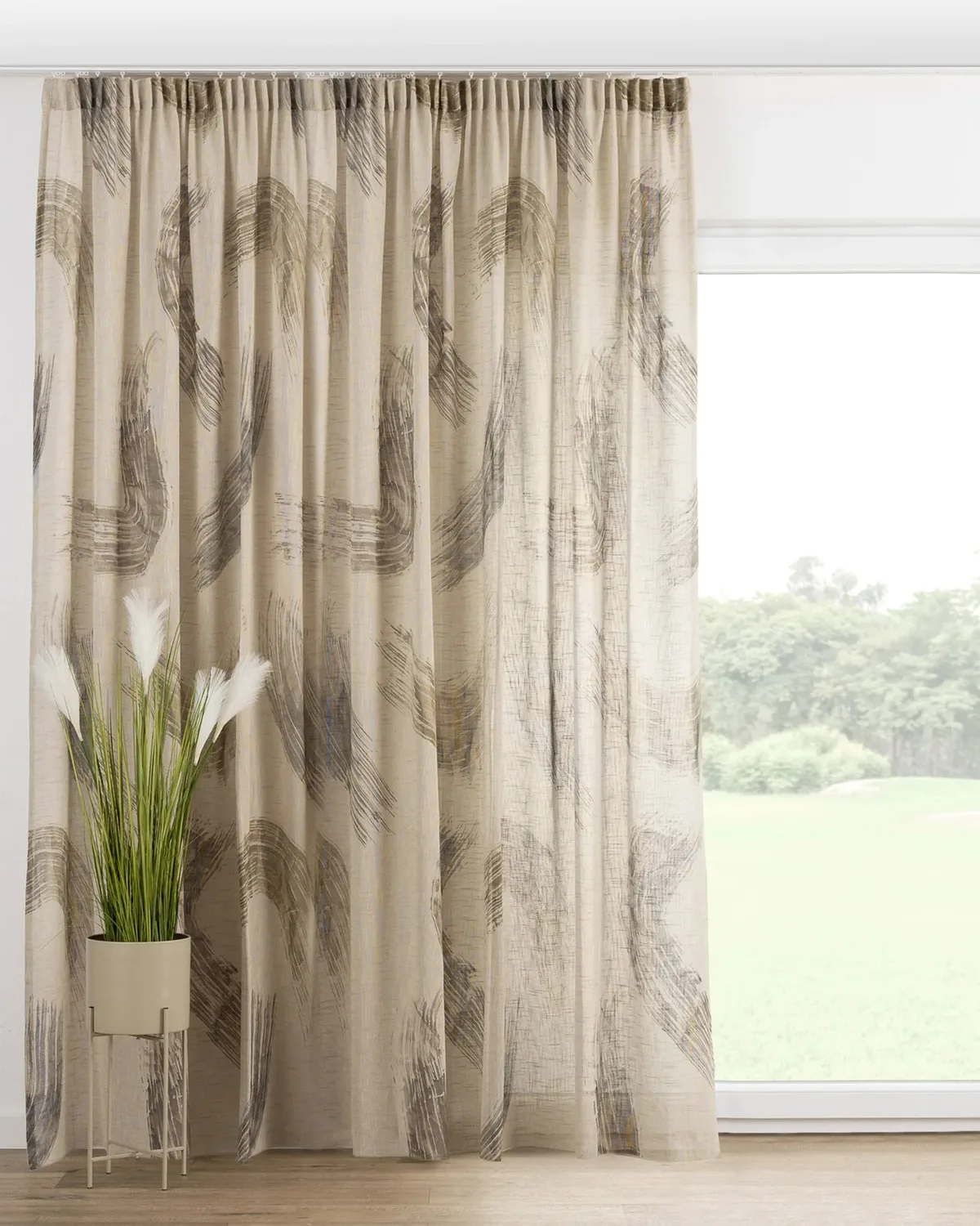 Vorhang mit Kräuselband Farbe beige Stoff halbtransparent, strukturiert, gemustert de Dekoria – photo du produit