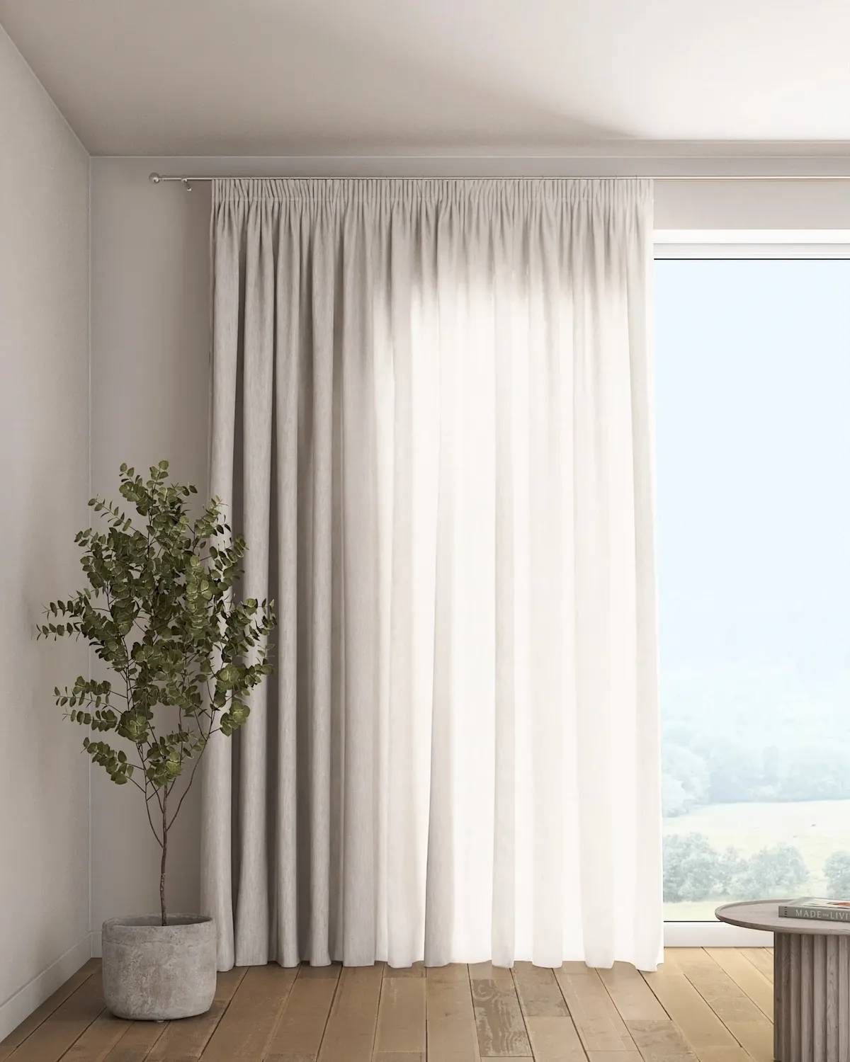 Vorhang mit Kräuselband Farbe beige Stoff halbtransparent, strukturiert de Dekoria – photo du produit