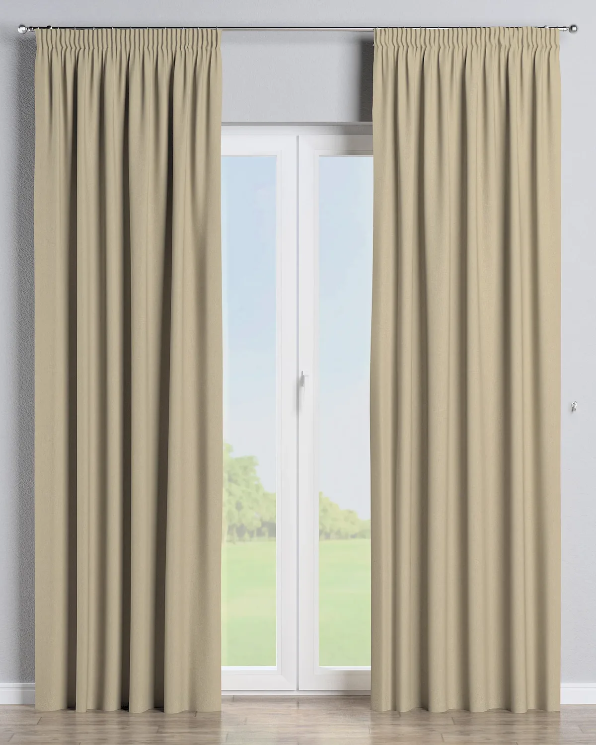 Vorhang mit Kräuselband Farbe beige Stoff outdoor, strukturiert de Dekoria – photo du produit