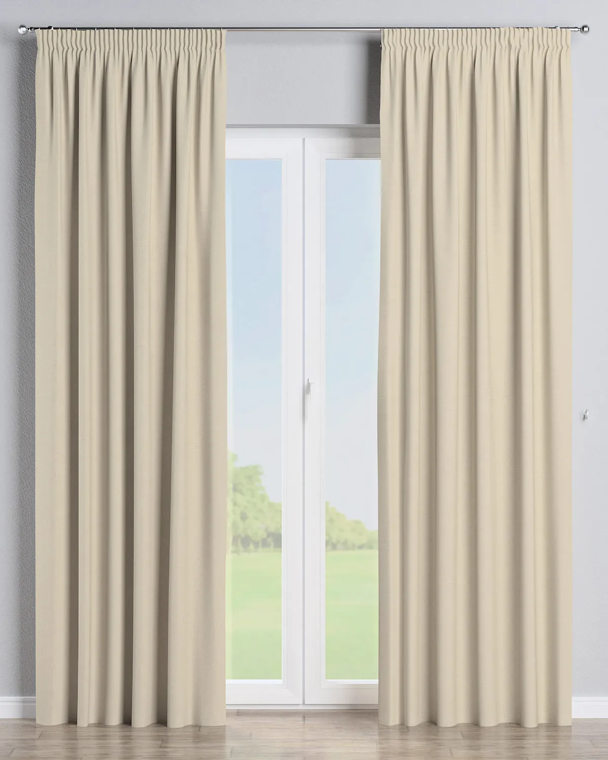 Vorhang mit Kräuselband Farbe beige Stoff outdoor, strukturiert de Dekoria – photo du produit