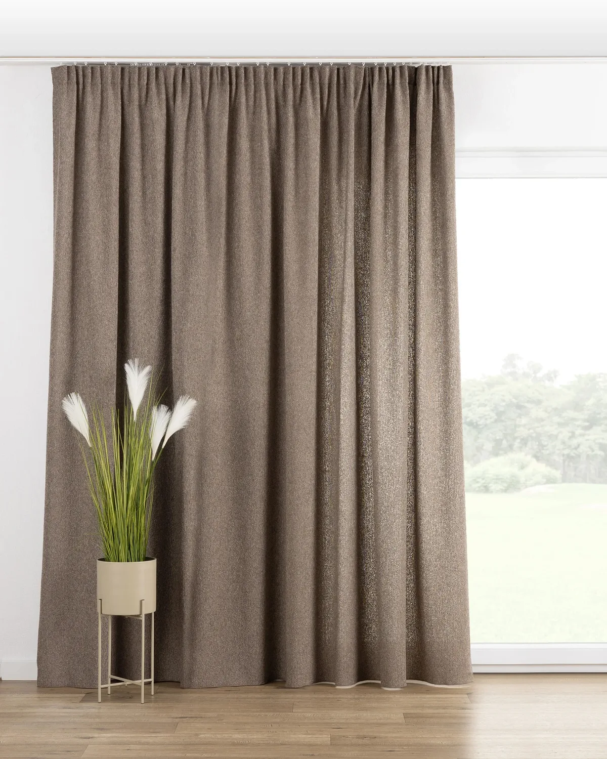 Vorhang mit Kräuselband Farbe beige Stoff strukturiert de Dekoria – photo du produit