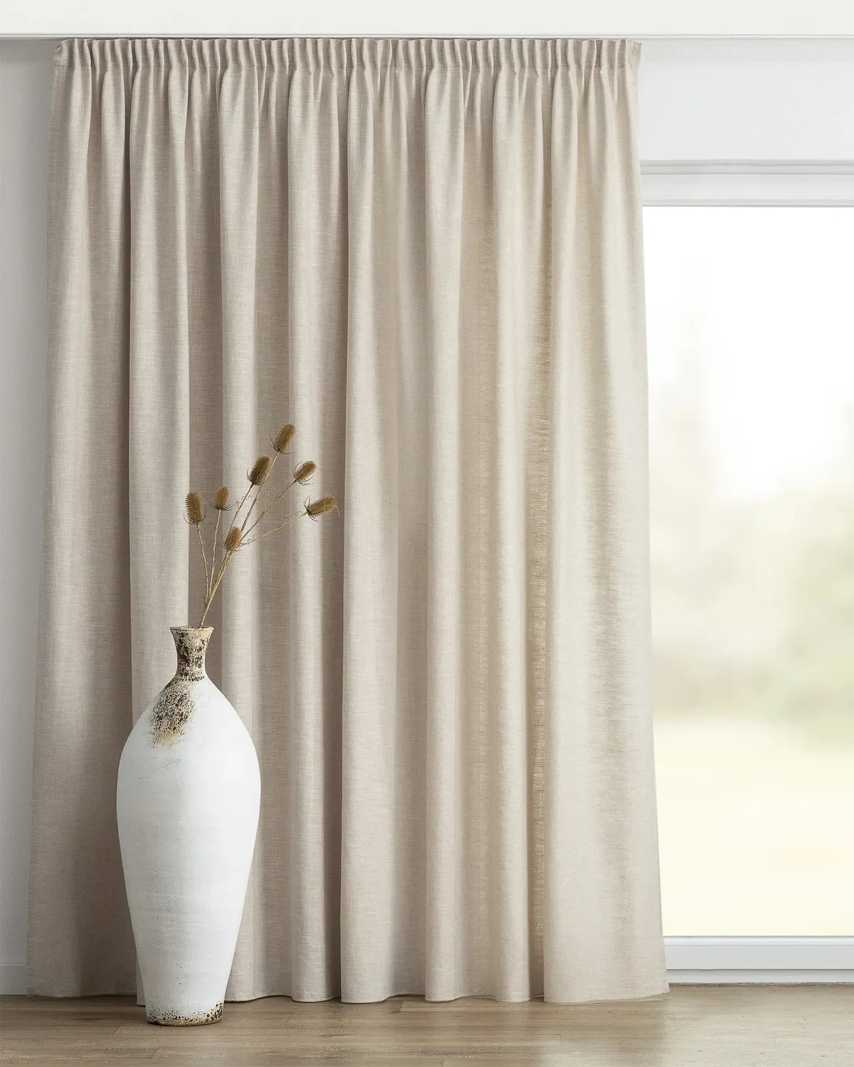 Vorhang mit Kräuselband Farbe beige Stoff strukturiert de Dekoria – photo du produit