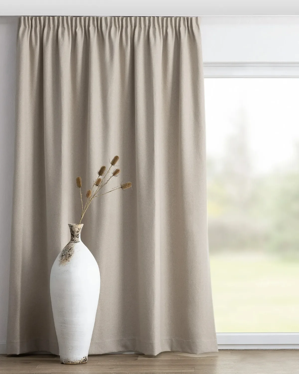 Vorhang mit Kräuselband Farbe beige Stoff strukturiert de Dekoria – photo du produit