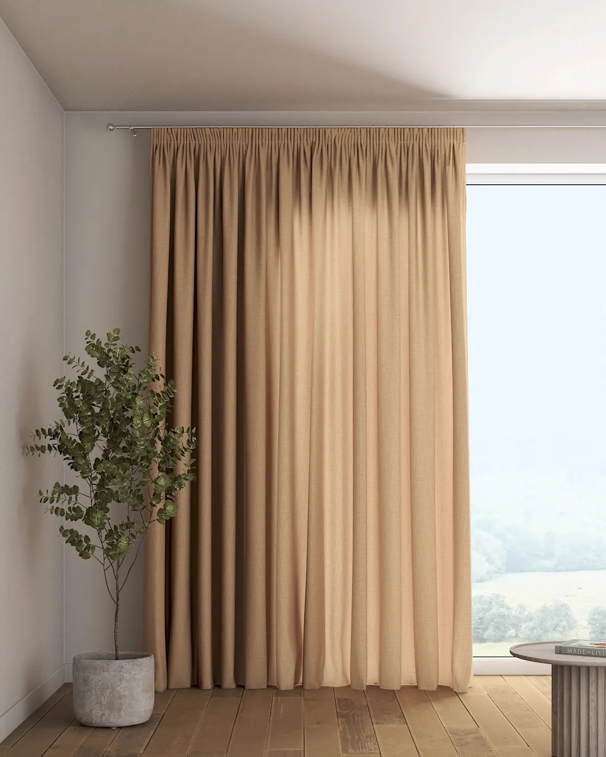 Vorhang mit Kräuselband Farbe beige Stoff strukturiert de Dekoria – photo du produit