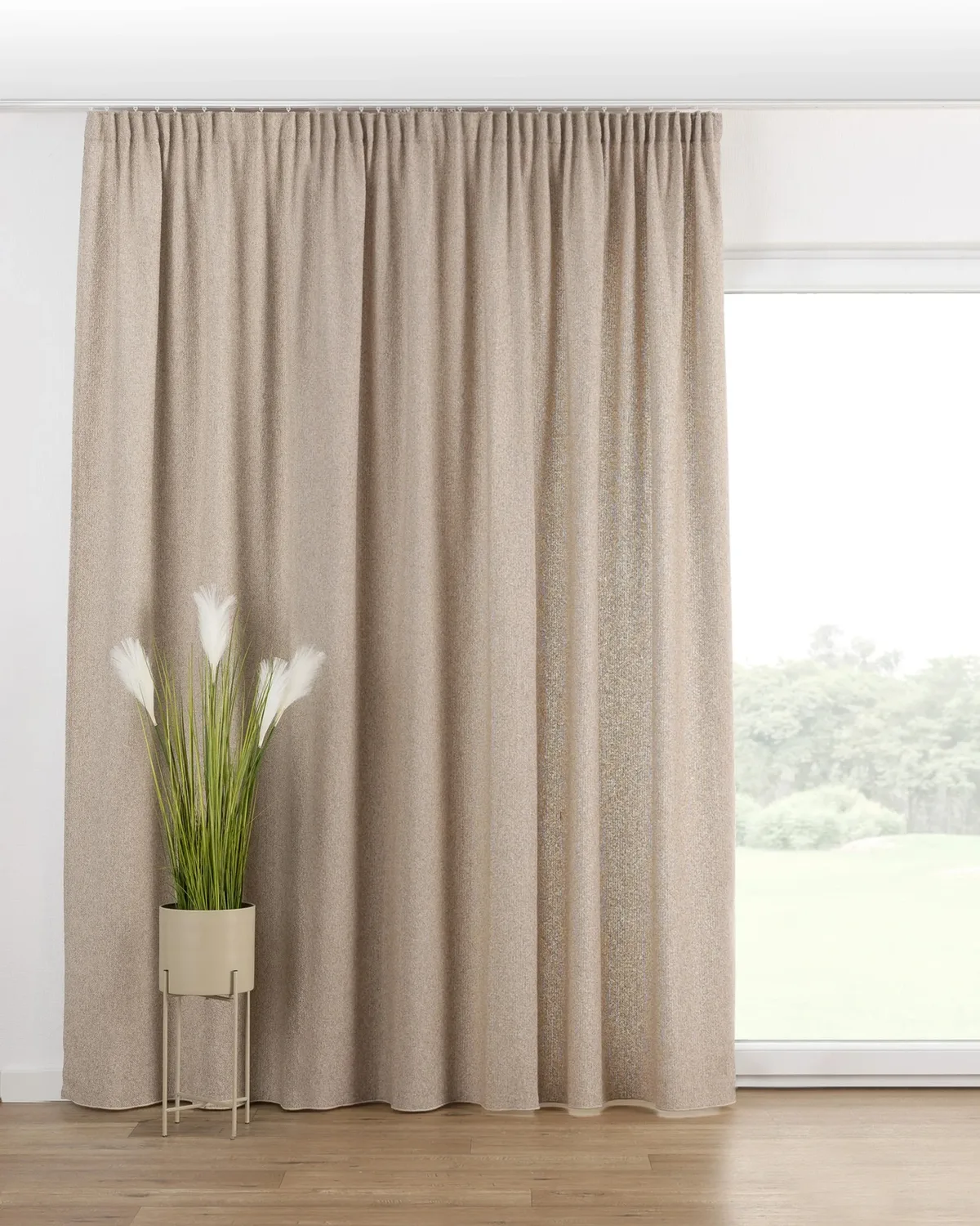 Vorhang mit Kräuselband Farbe beige Stoff strukturiert de Dekoria – photo du produit