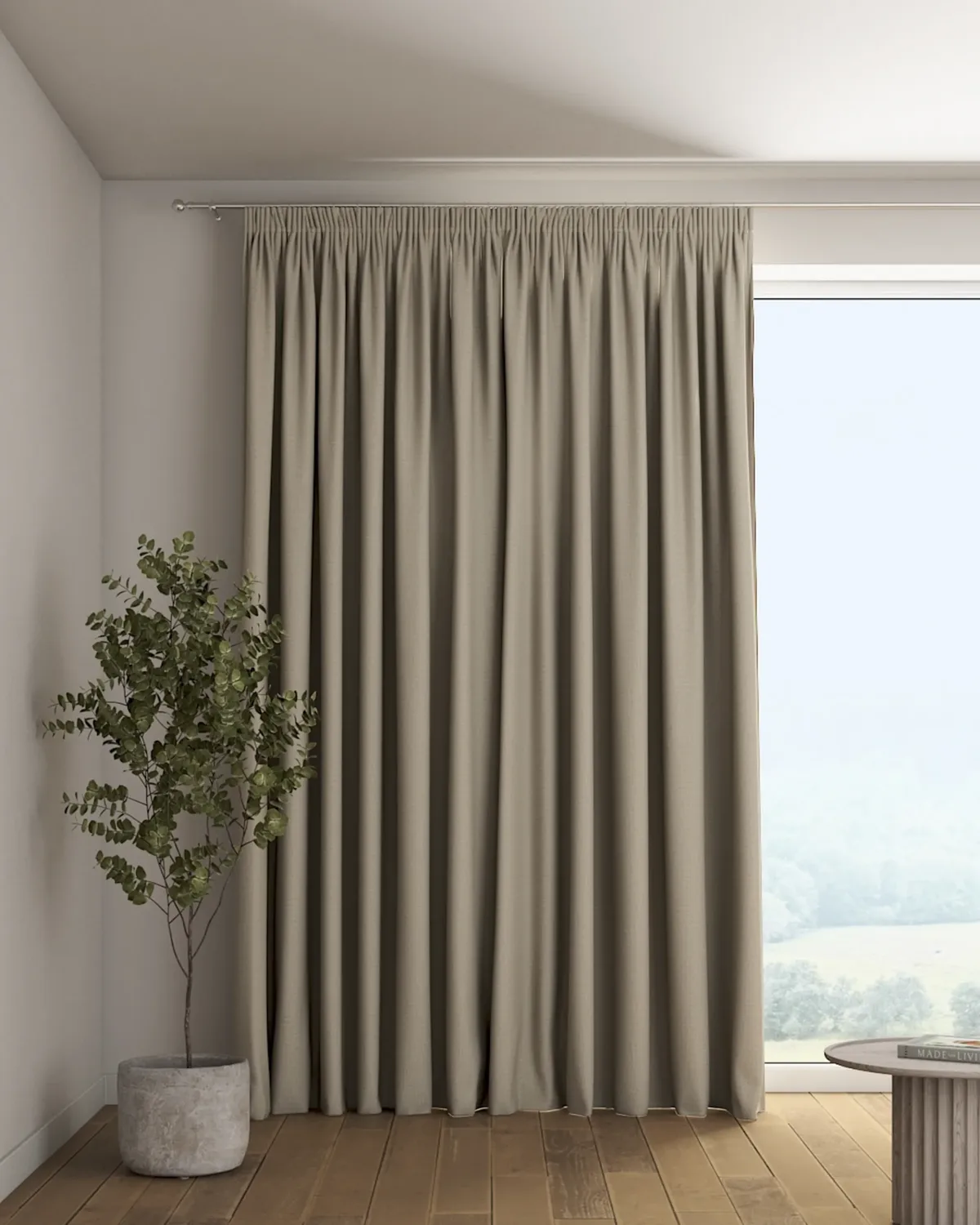 Vorhang mit Kräuselband Farbe beige Stoff strukturiert, verdunkelnd de Dekoria – photo du produit