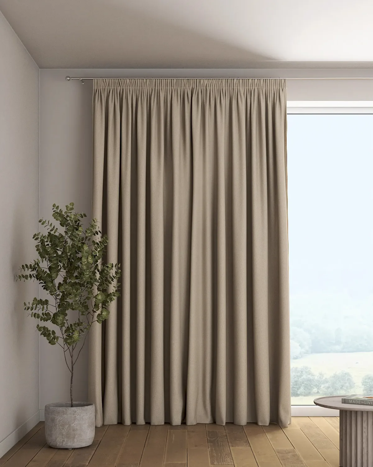 Vorhang mit Kräuselband Farbe beige Stoff strukturiert, verdunkelnd de Dekoria – photo du produit