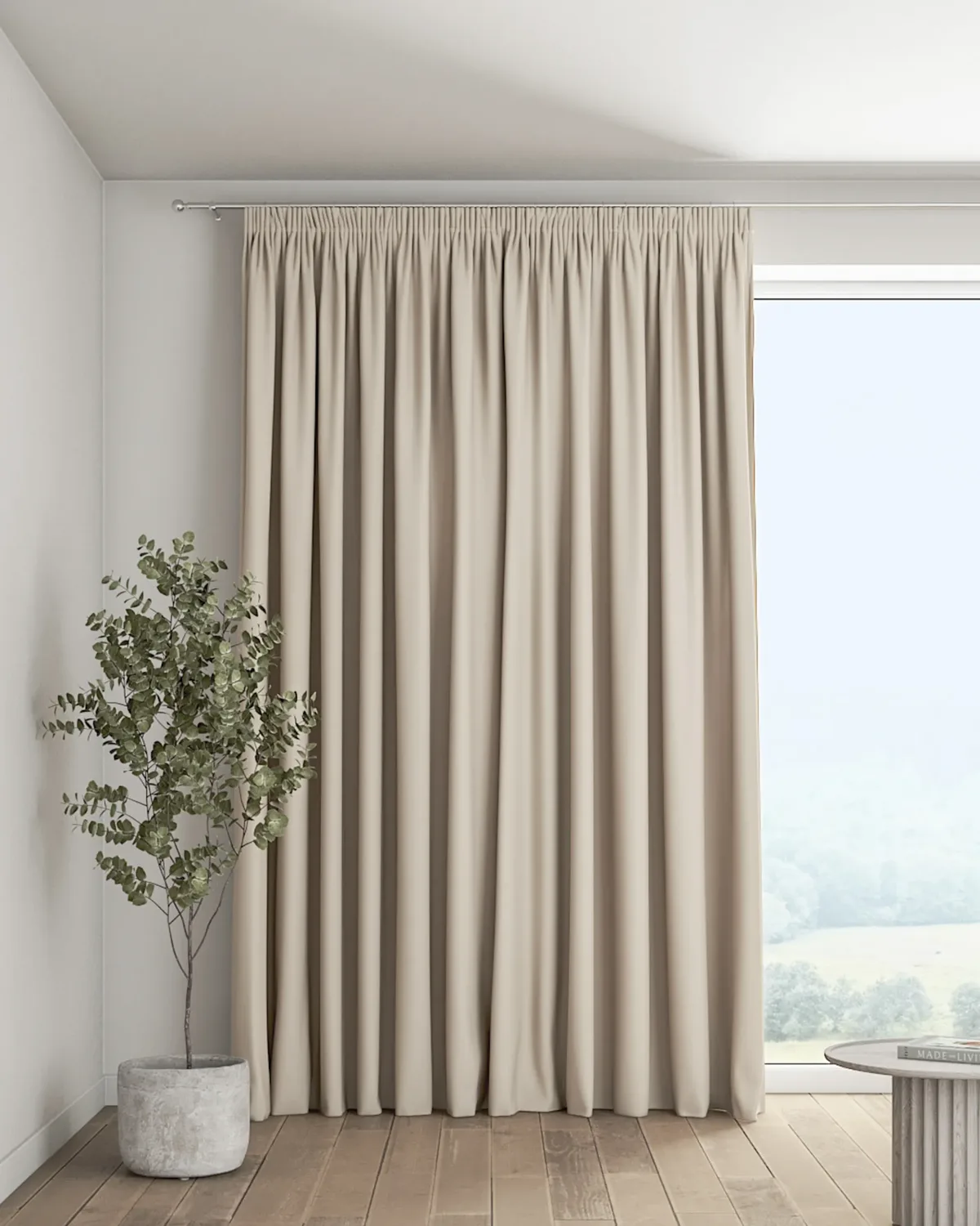 Vorhang mit Kräuselband Farbe beige Stoff verdunkelnd de Dekoria – photo du produit