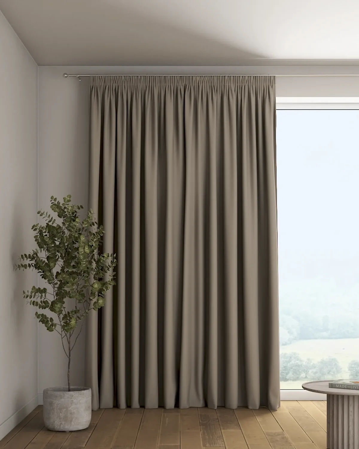 Vorhang mit Kräuselband Farbe beige Stoff verdunkelnd de Dekoria – photo du produit