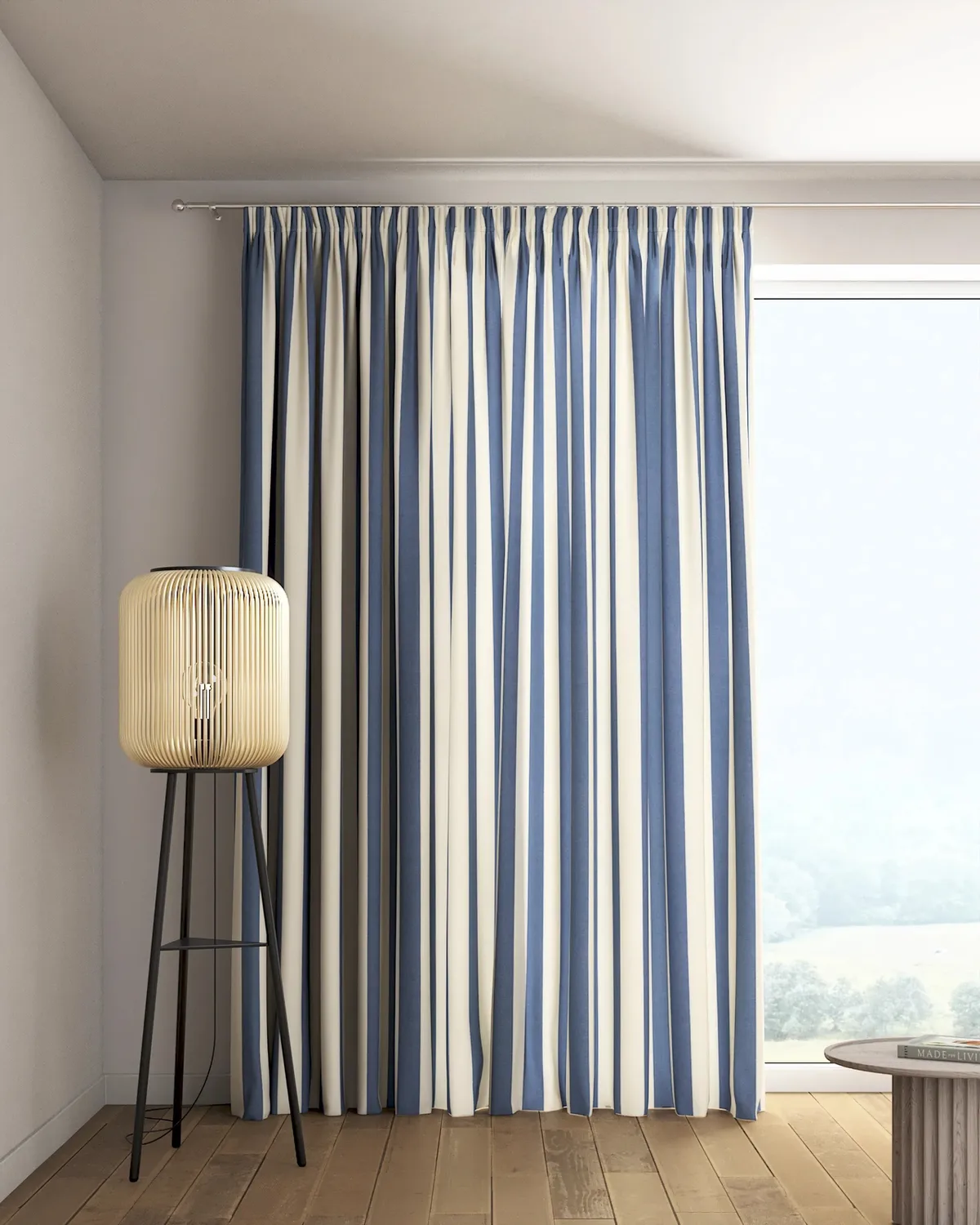 Vorhang mit Kräuselband Farbe blau Stoff gemustert de Dekoria – photo du produit