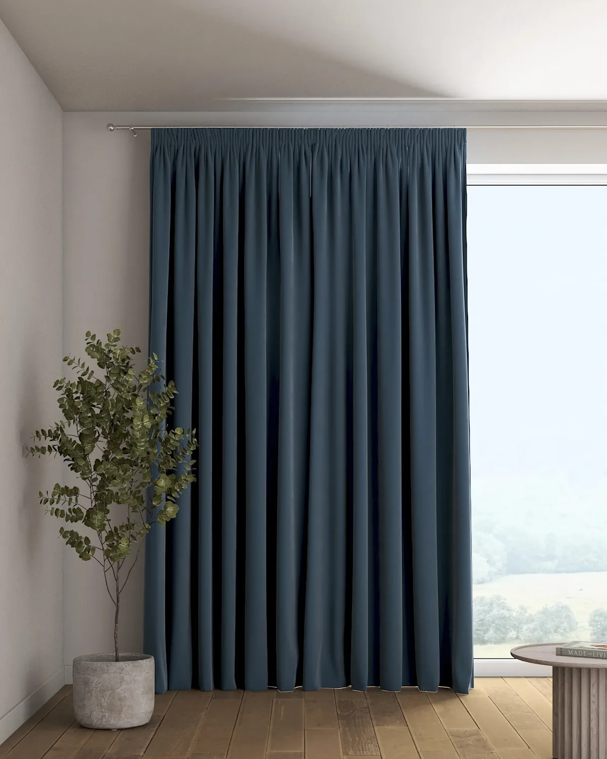 Vorhang mit Kräuselband Farbe blau Stoff glänzend, samt de Dekoria – photo du produit