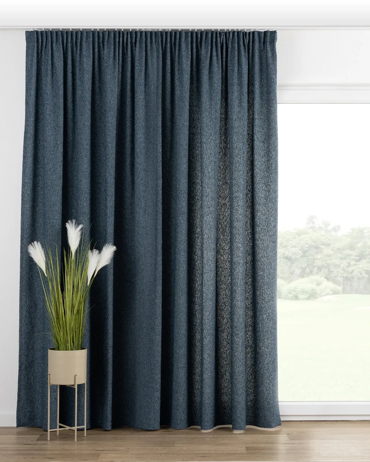 Vorhang mit Kräuselband Farbe blau Stoff strukturiert de Dekoria – photo du produit
