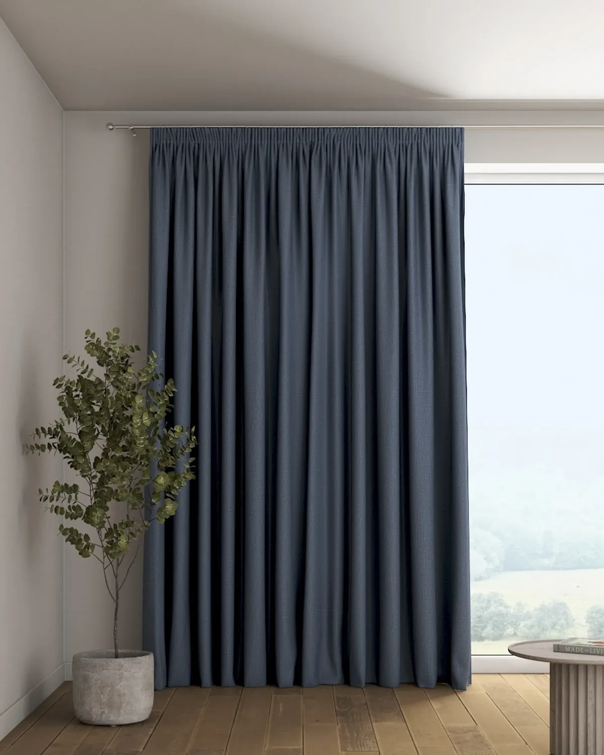 Vorhang mit Kräuselband Farbe blau Stoff strukturiert, verdunkelnd de Dekoria – photo du produit