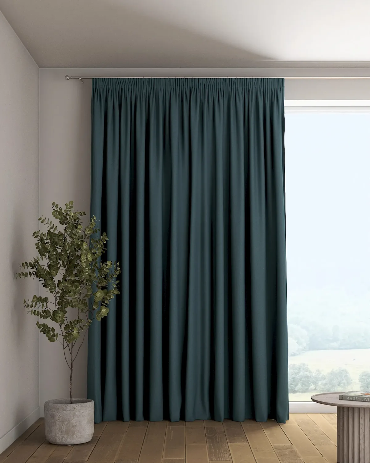 Vorhang mit Kräuselband Farbe blau Stoff strukturiert, verdunkelnd de Dekoria – photo du produit