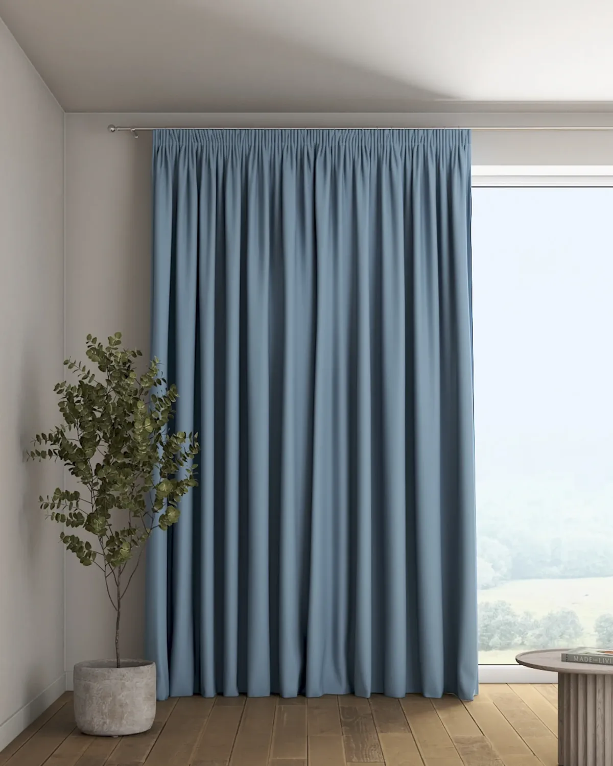 Vorhang mit Kräuselband Farbe blau Stoff verdunkelnd de Dekoria – photo du produit