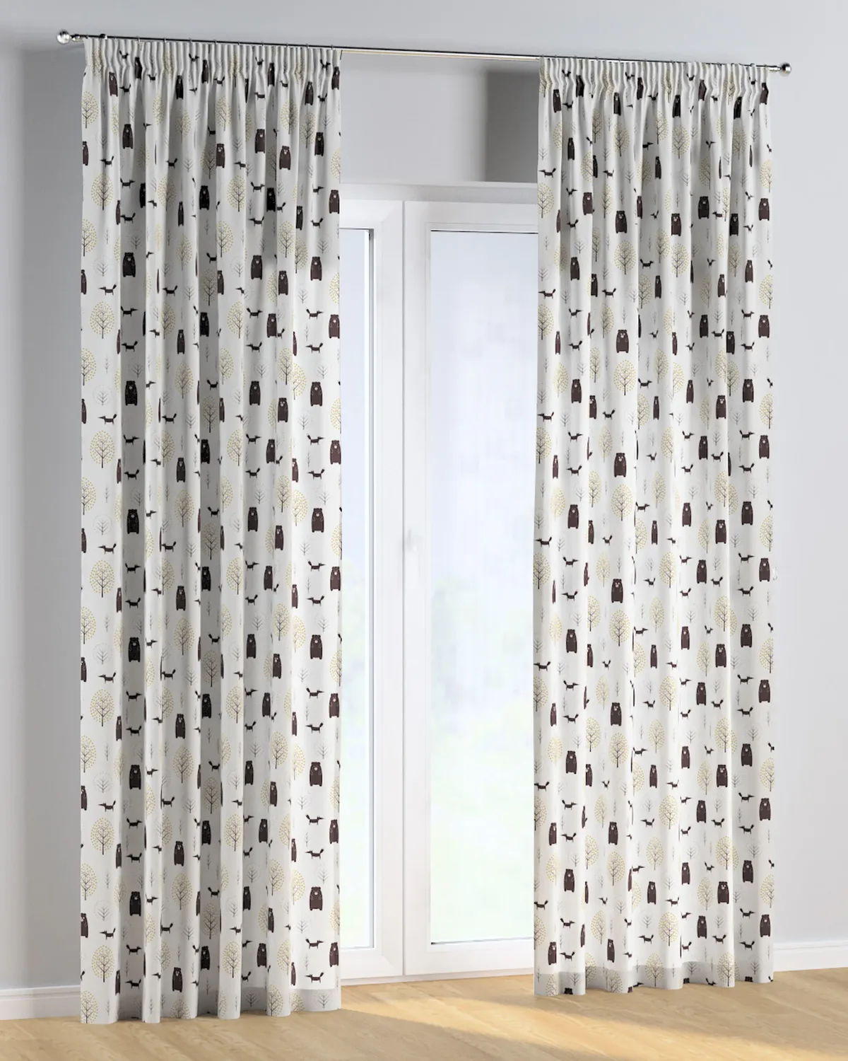 Vorhang mit Kräuselband Farbe braun Stoff gemustert de Dekoria – photo du produit