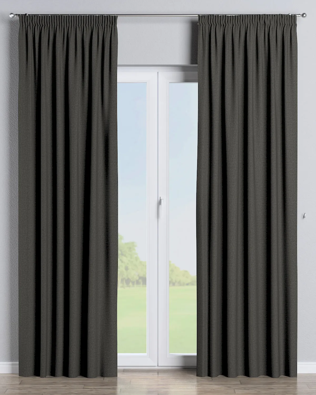 Vorhang mit Kräuselband Farbe braun Stoff outdoor, strukturiert de Dekoria – photo du produit