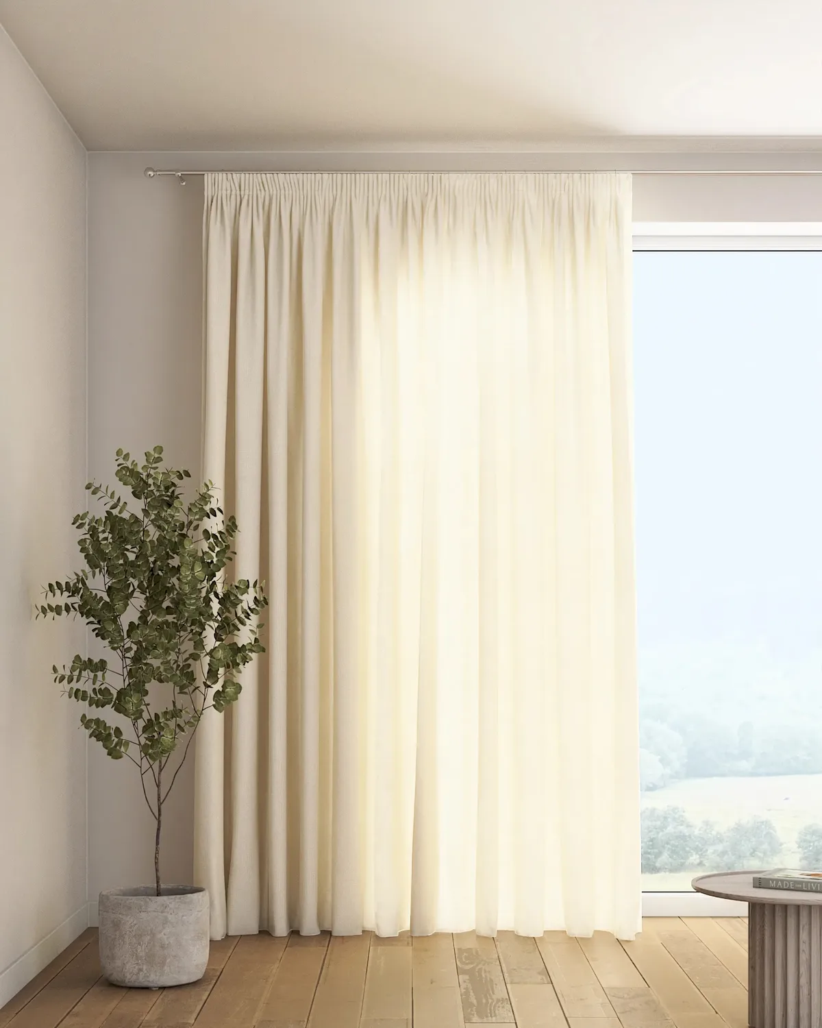 Vorhang mit Kräuselband Farbe creme Stoff halbtransparent, glänzend, strukturiert de Dekoria – photo du produit