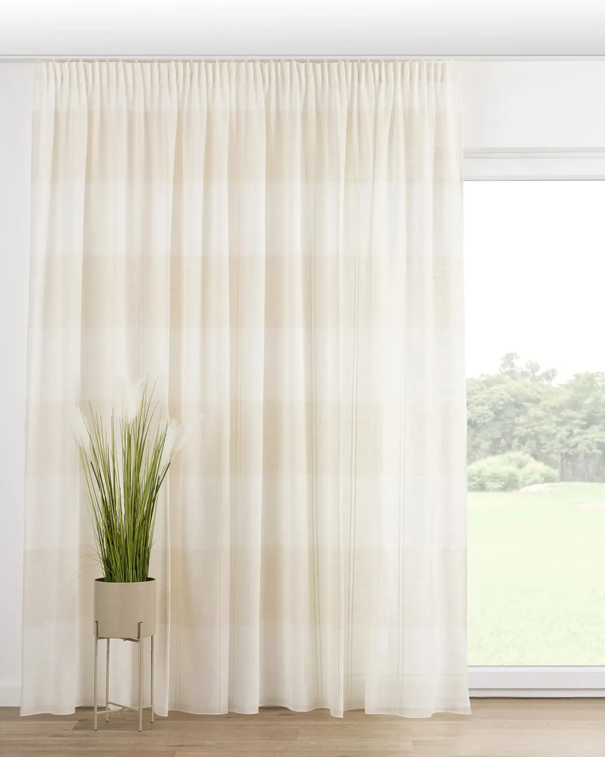 Vorhang mit Kräuselband Farbe creme Stoff halbtransparent, strukturiert, gemustert de Dekoria – photo du produit