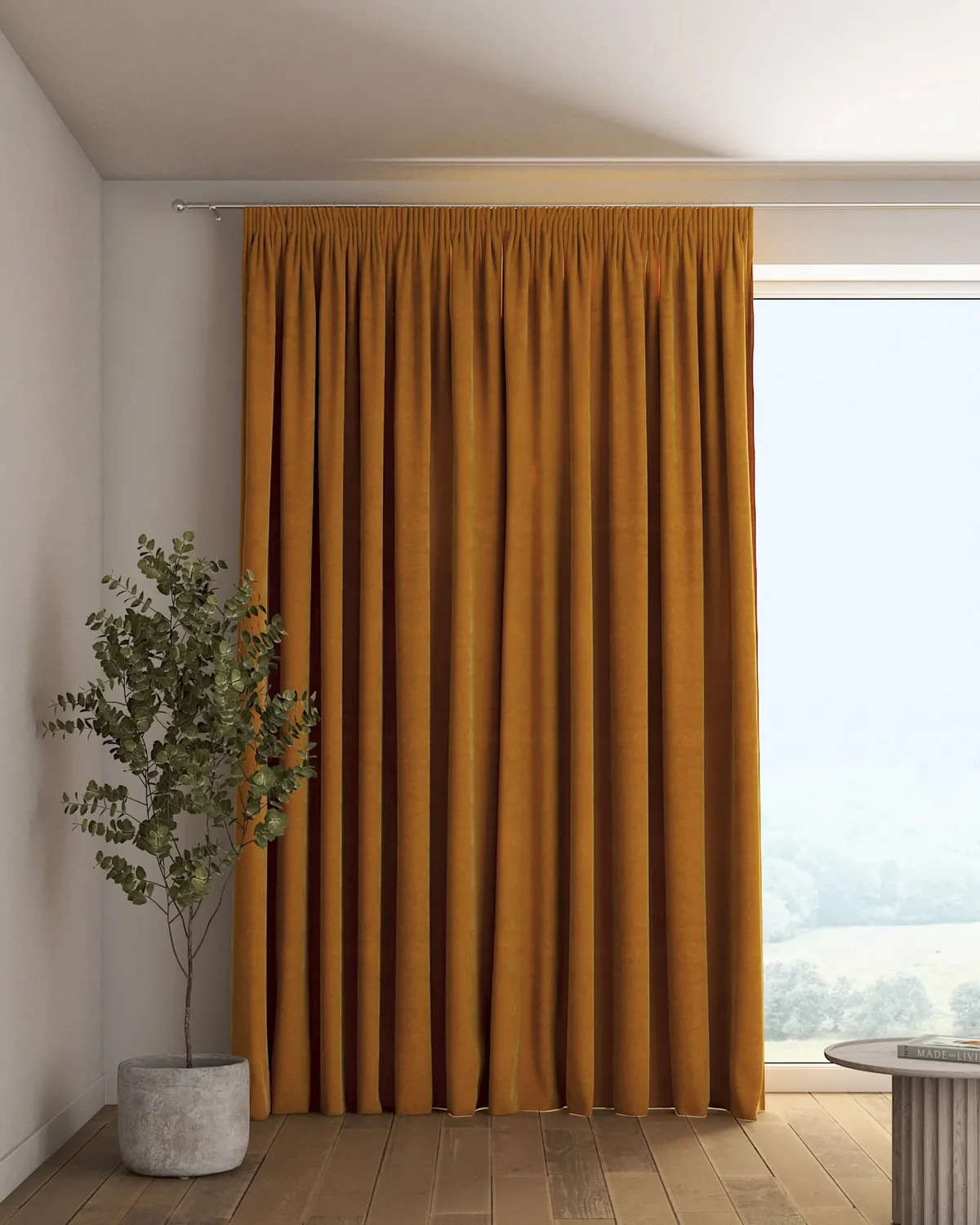 Vorhang mit Kräuselband Farbe gelb Stoff glänzend, samt de Dekoria – photo du produit