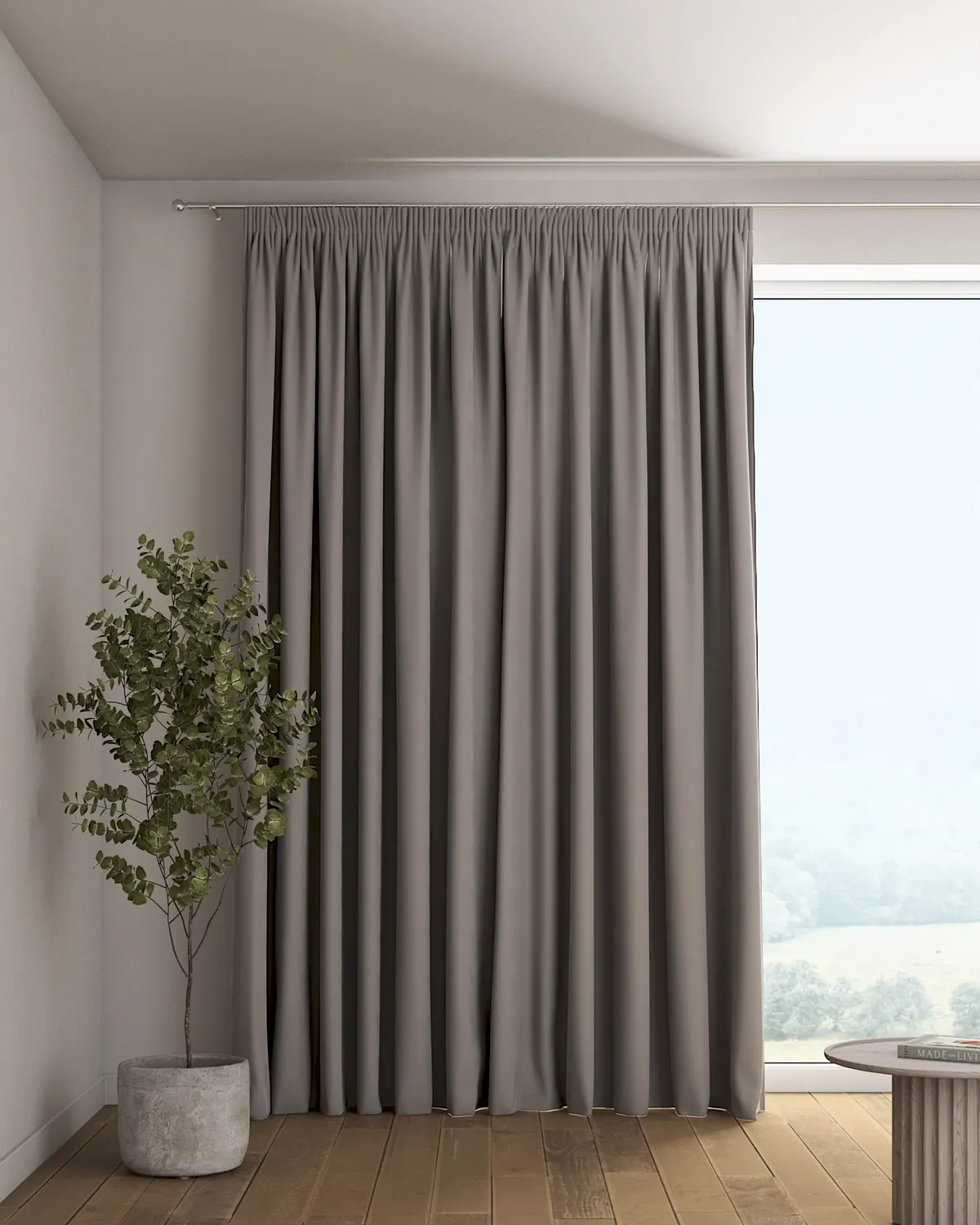 Vorhang mit Kräuselband Farbe grau Stoff glänzend, samt de Dekoria – photo du produit