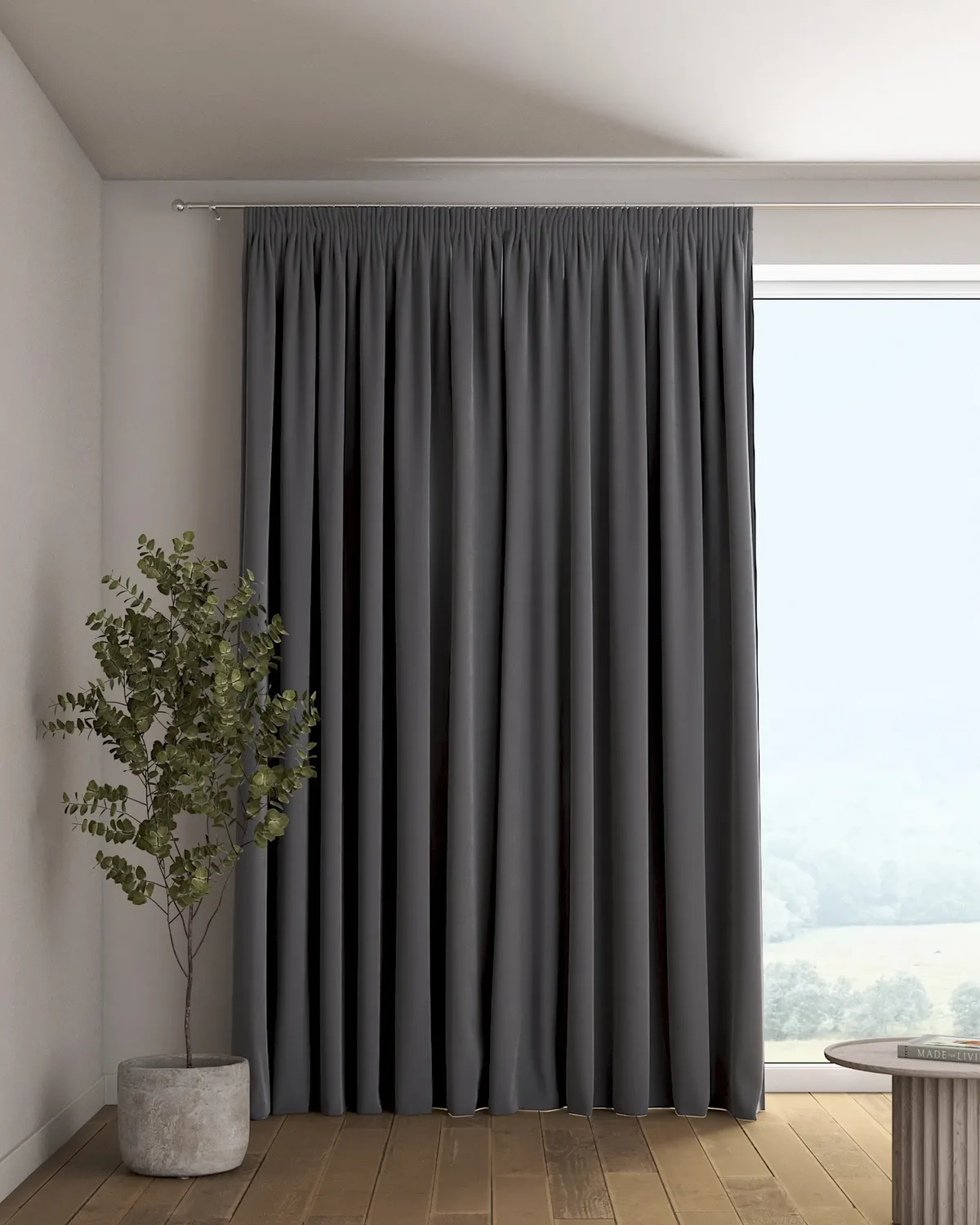 Vorhang mit Kräuselband Farbe grau Stoff glänzend, samt de Dekoria – photo du produit