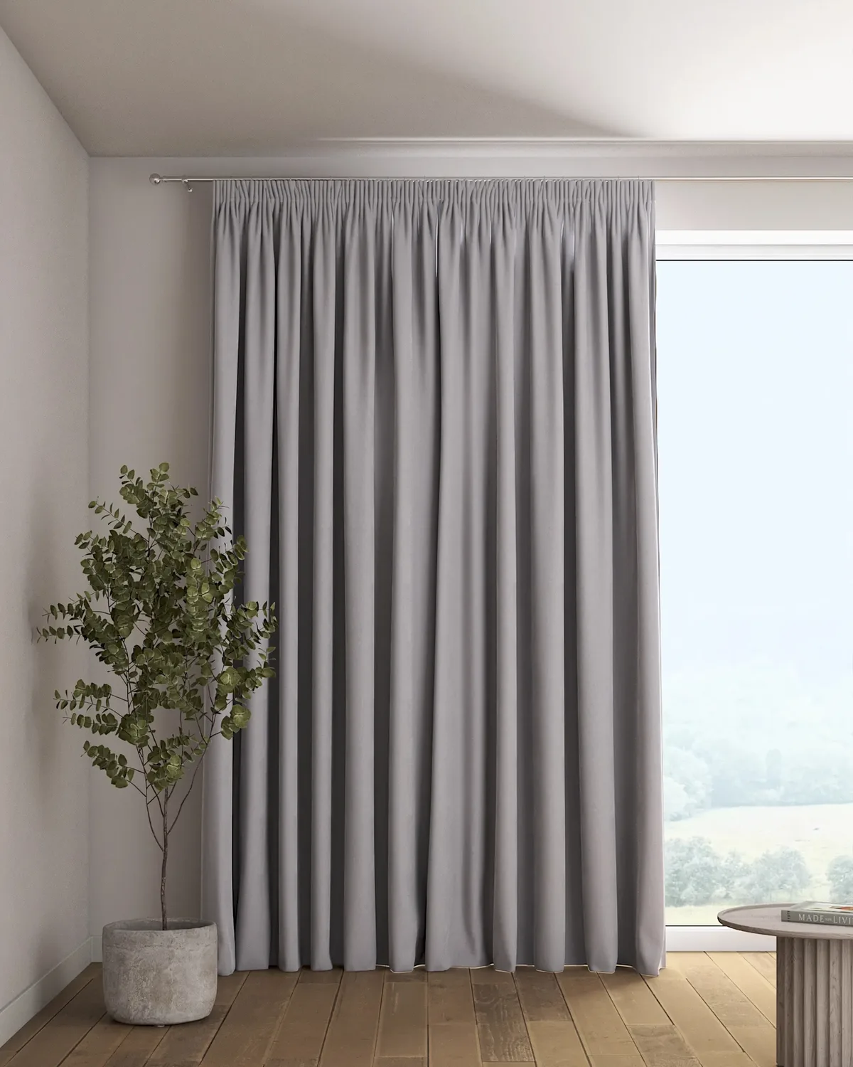 Vorhang mit Kräuselband Farbe grau Stoff glänzend, samt de Dekoria – photo du produit