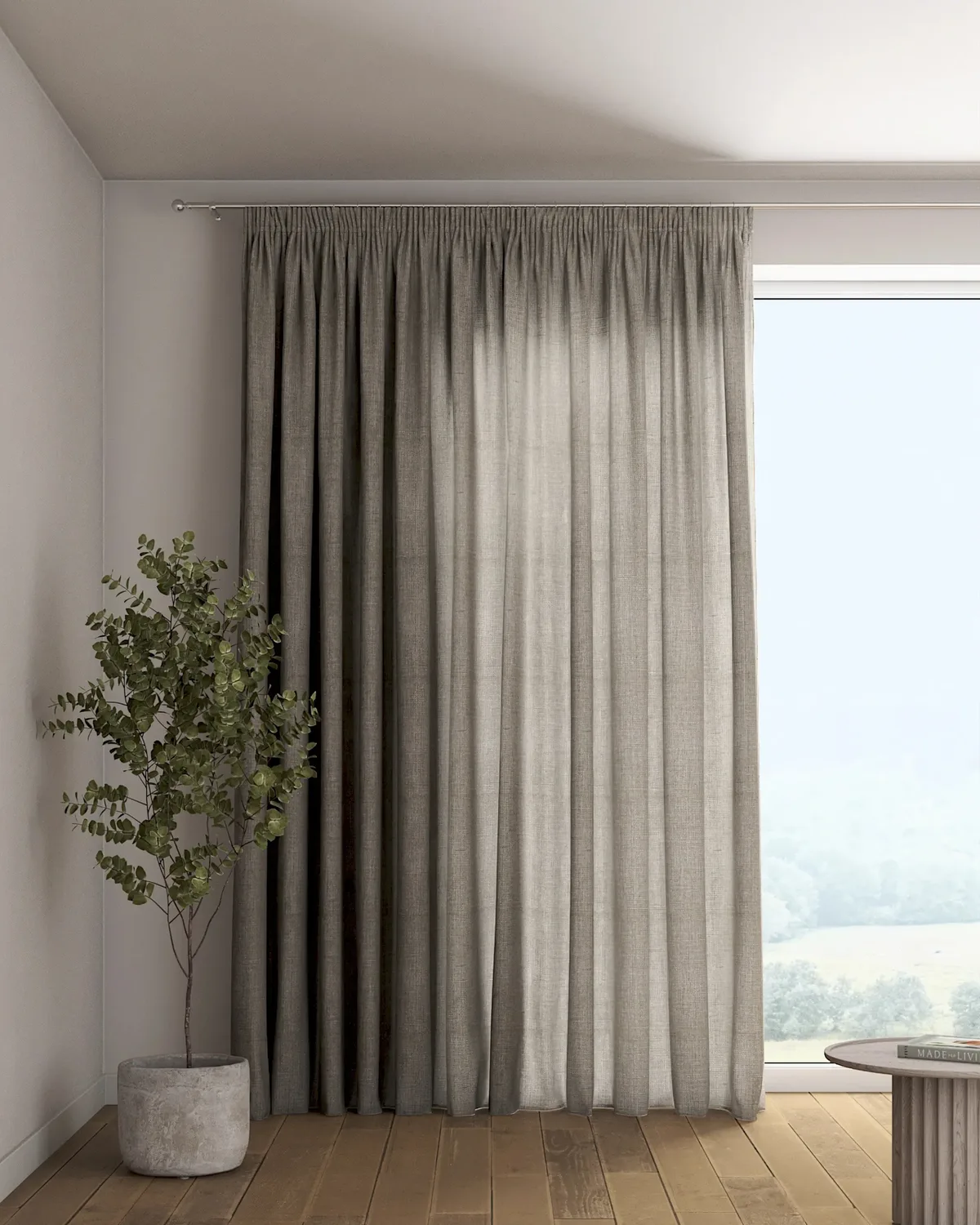 Vorhang mit Kräuselband Farbe grau Stoff halbtransparent, strukturiert de Dekoria – photo du produit
