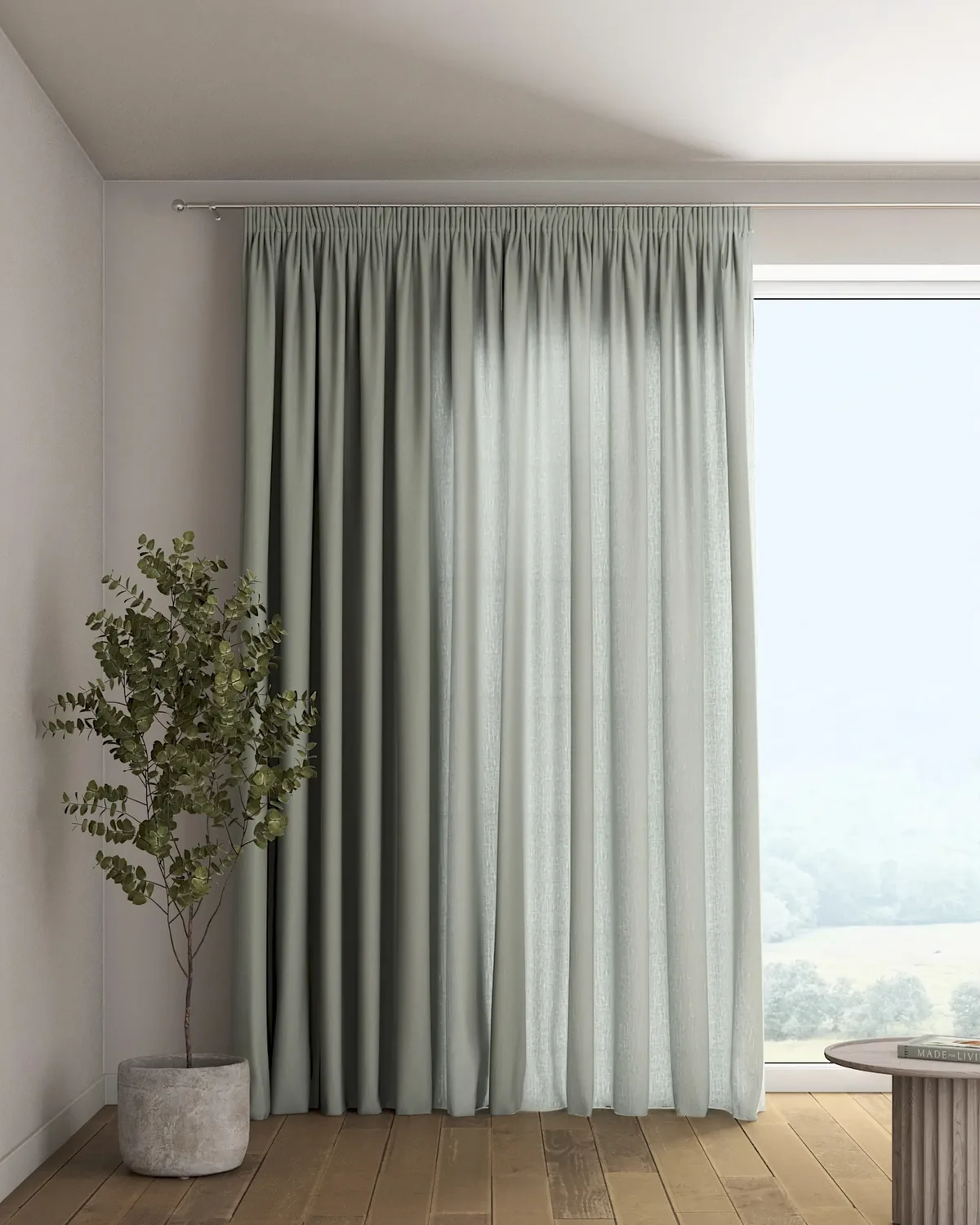 Vorhang mit Kräuselband Farbe grau Stoff halbtransparent, strukturiert, aus leinen de Dekoria – photo du produit