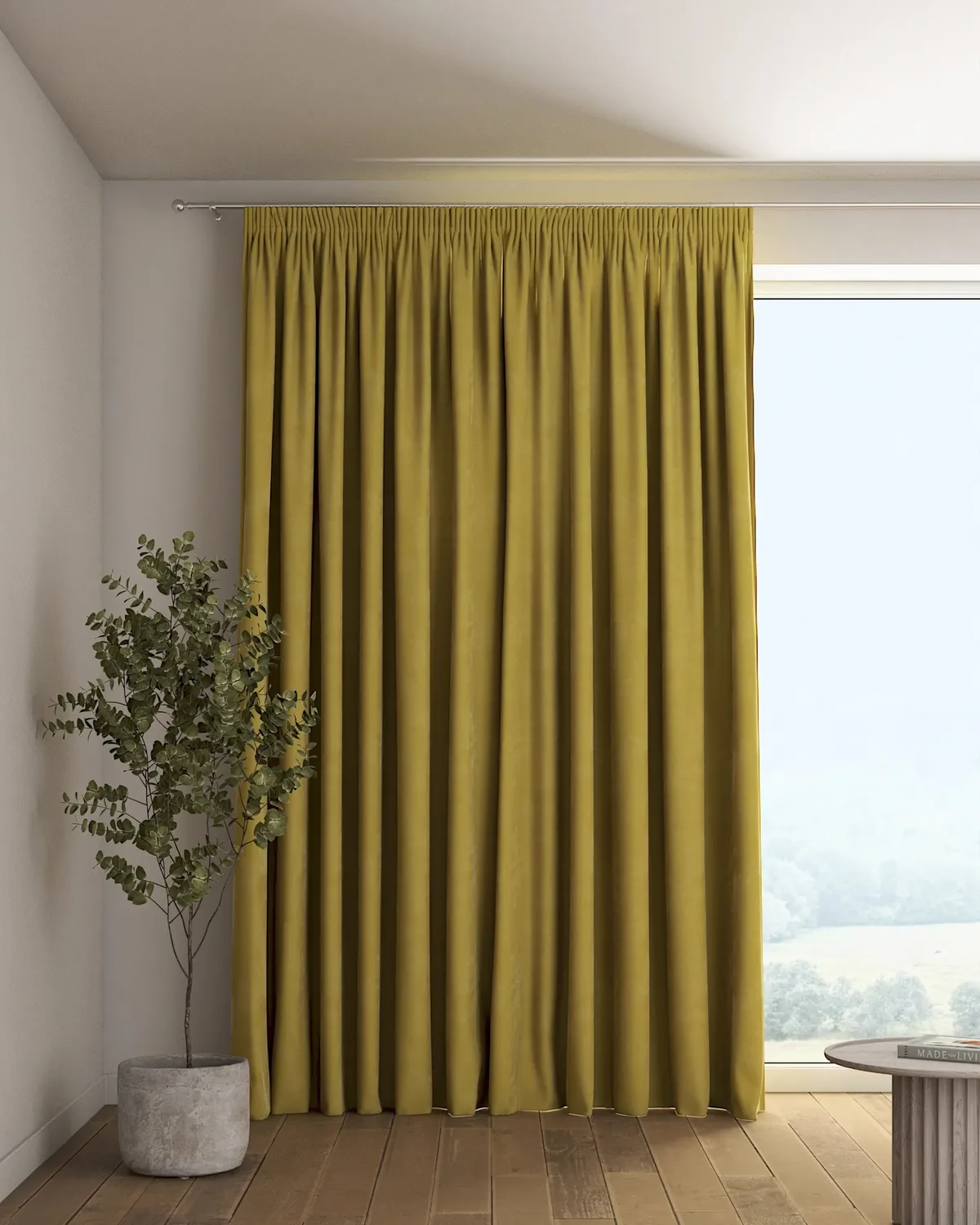 Vorhang mit Kräuselband Farbe grün Stoff glänzend, samt de Dekoria – photo du produit