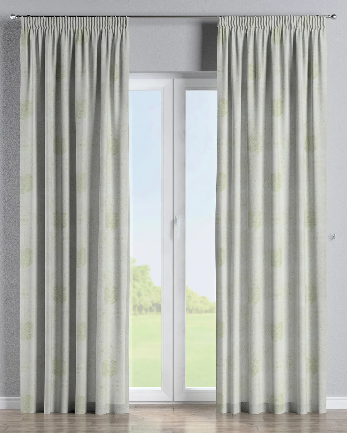 Vorhang mit Kräuselband Farbe grün Stoff glänzend, strukturiert, gemustert de Dekoria – photo du produit
