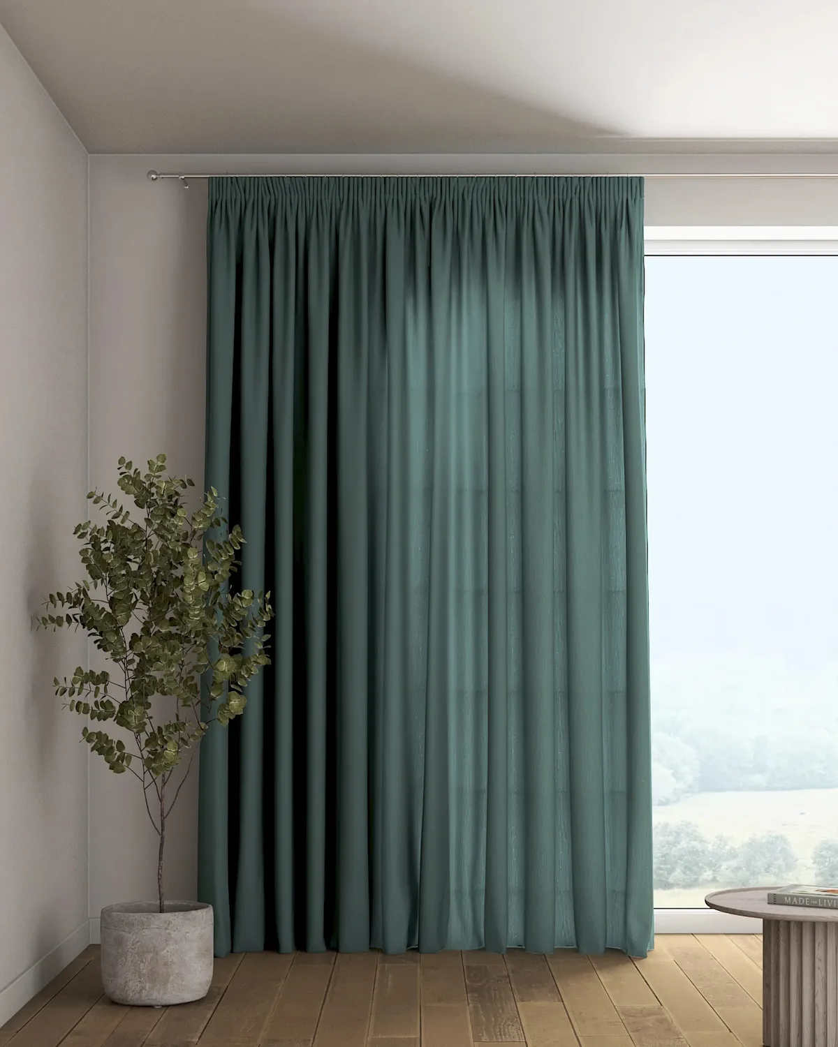 Vorhang mit Kräuselband Farbe grün Stoff halbtransparent, strukturiert, aus leinen de Dekoria – photo du produit