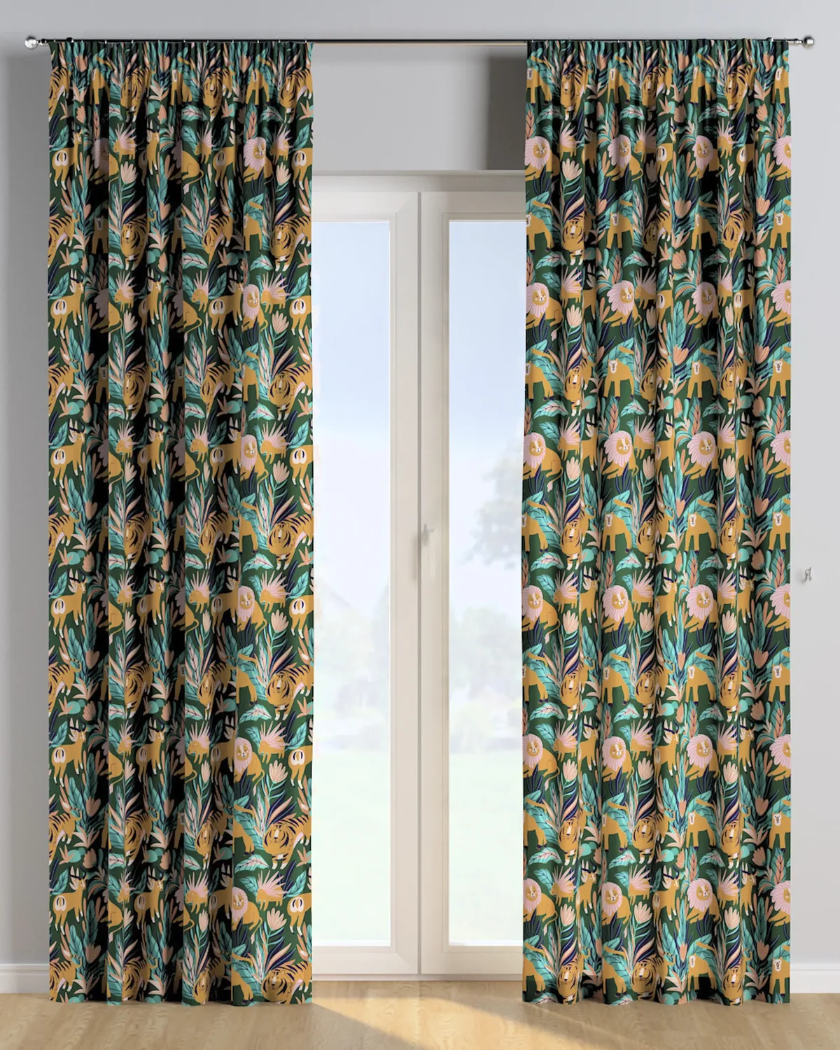 Vorhang mit Kräuselband Farbe orange Stoff gemustert by Dekoria – product photo