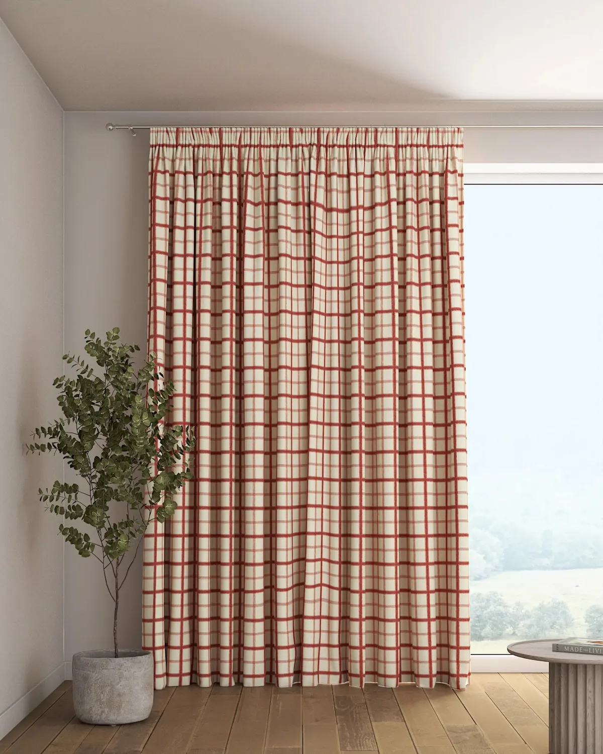 Vorhang mit Kräuselband Farbe rot Stoff gemustert de Dekoria – photo du produit