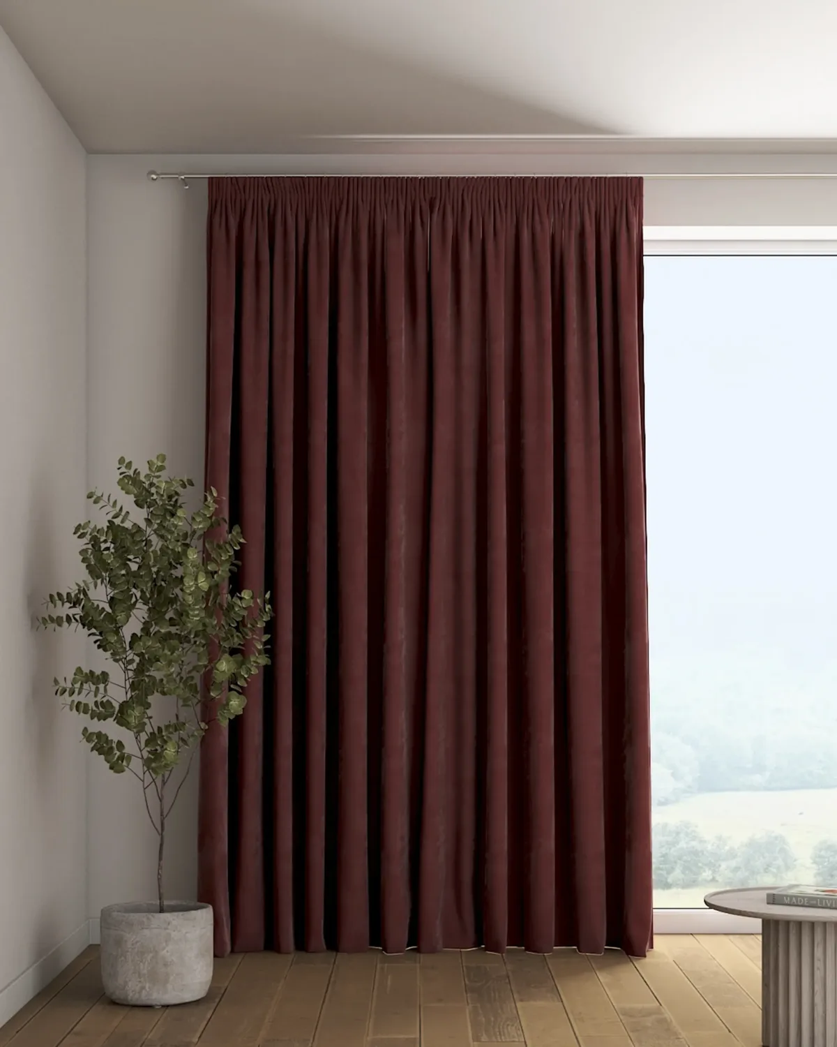 Vorhang mit Kräuselband Farbe rot Stoff glänzend, samt van Dekoria – productfoto