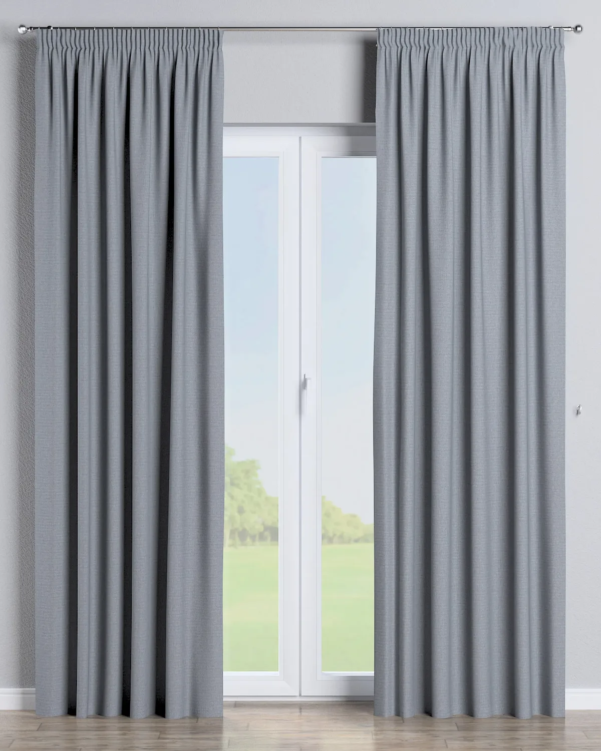 Vorhang mit Kräuselband Farbe schwarz Stoff outdoor, strukturiert de Dekoria – photo du produit