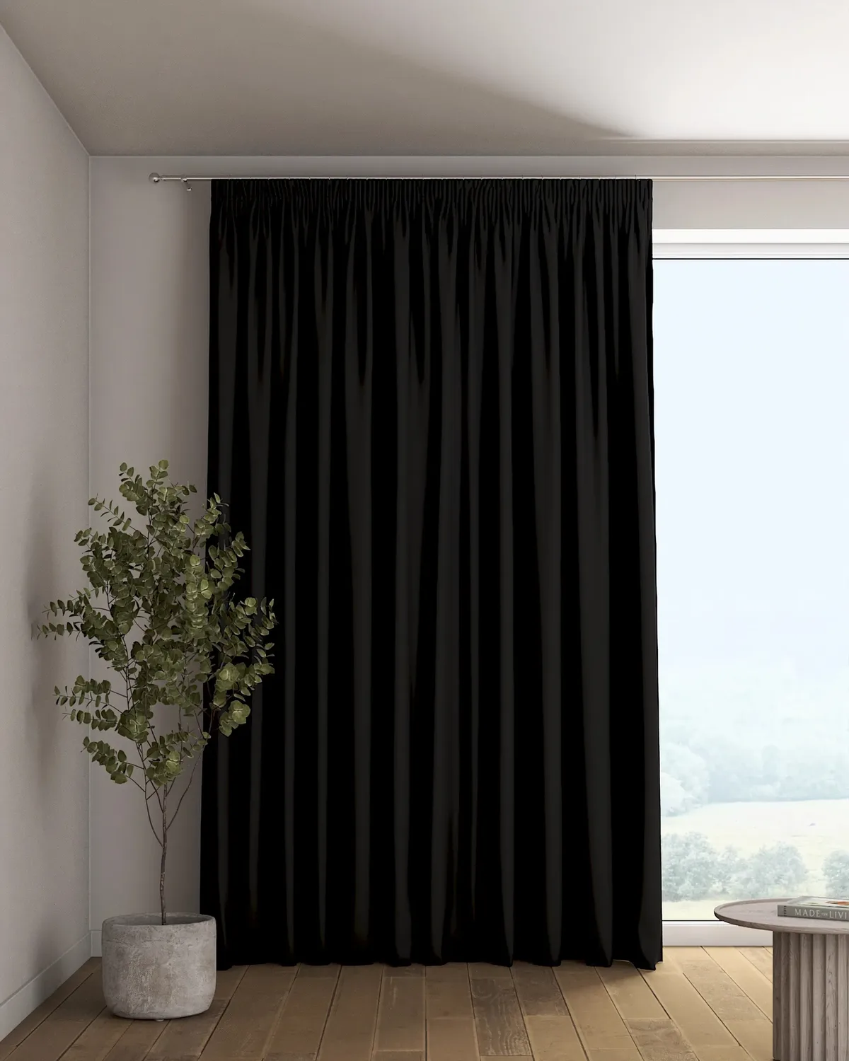 Vorhang mit Kräuselband Farbe schwarz Stoff verdunkelnd de Dekoria – photo du produit