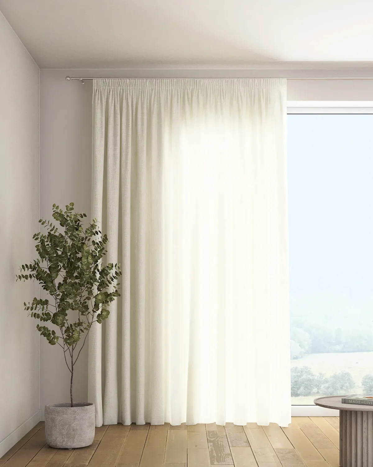 Vorhang mit Kräuselband Farbe weiß Stoff halbtransparent, glänzend, strukturiert de Dekoria – photo du produit