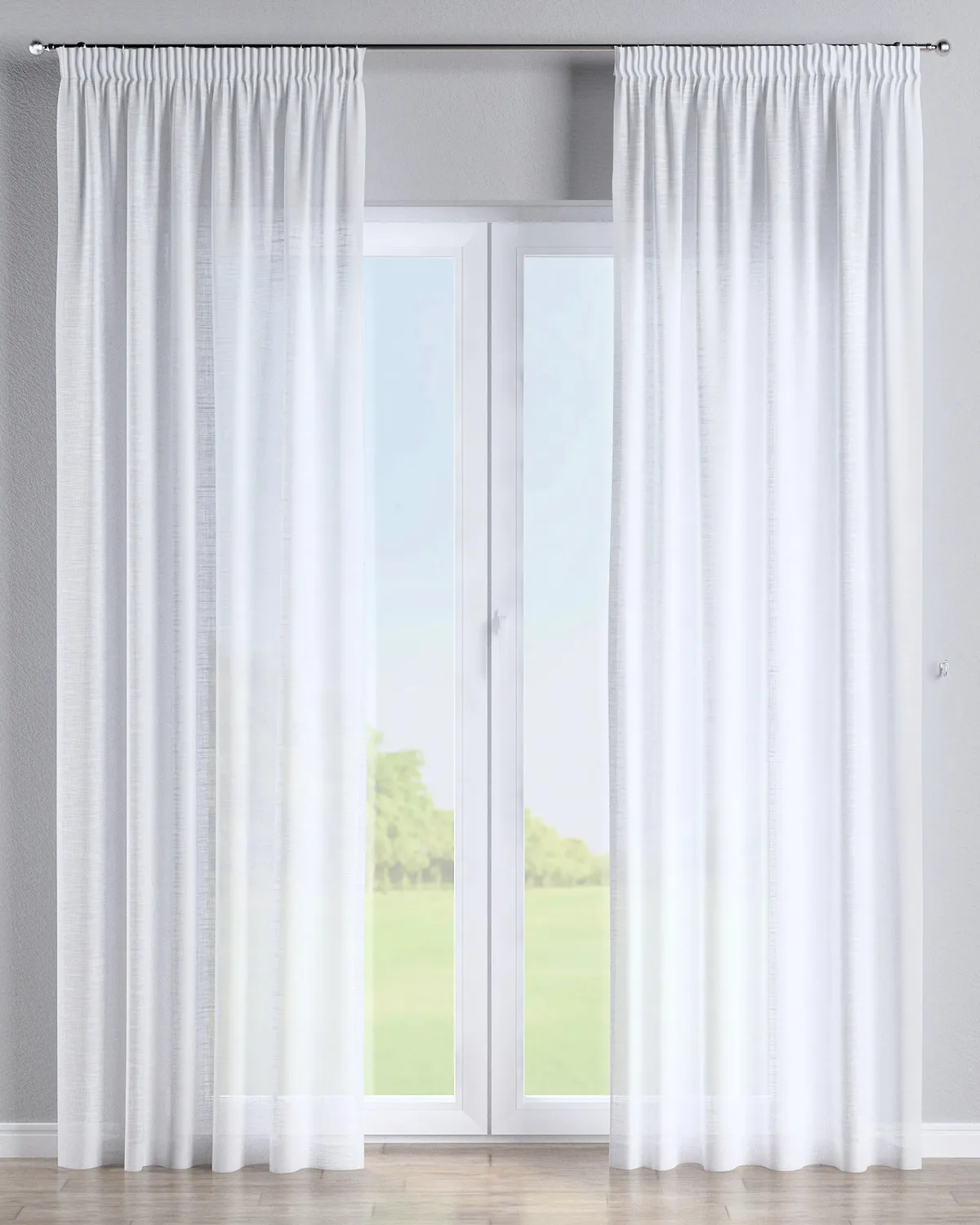 Vorhang mit Kräuselband Farbe weiß Stoff halbtransparent, strukturiert de Dekoria – photo du produit