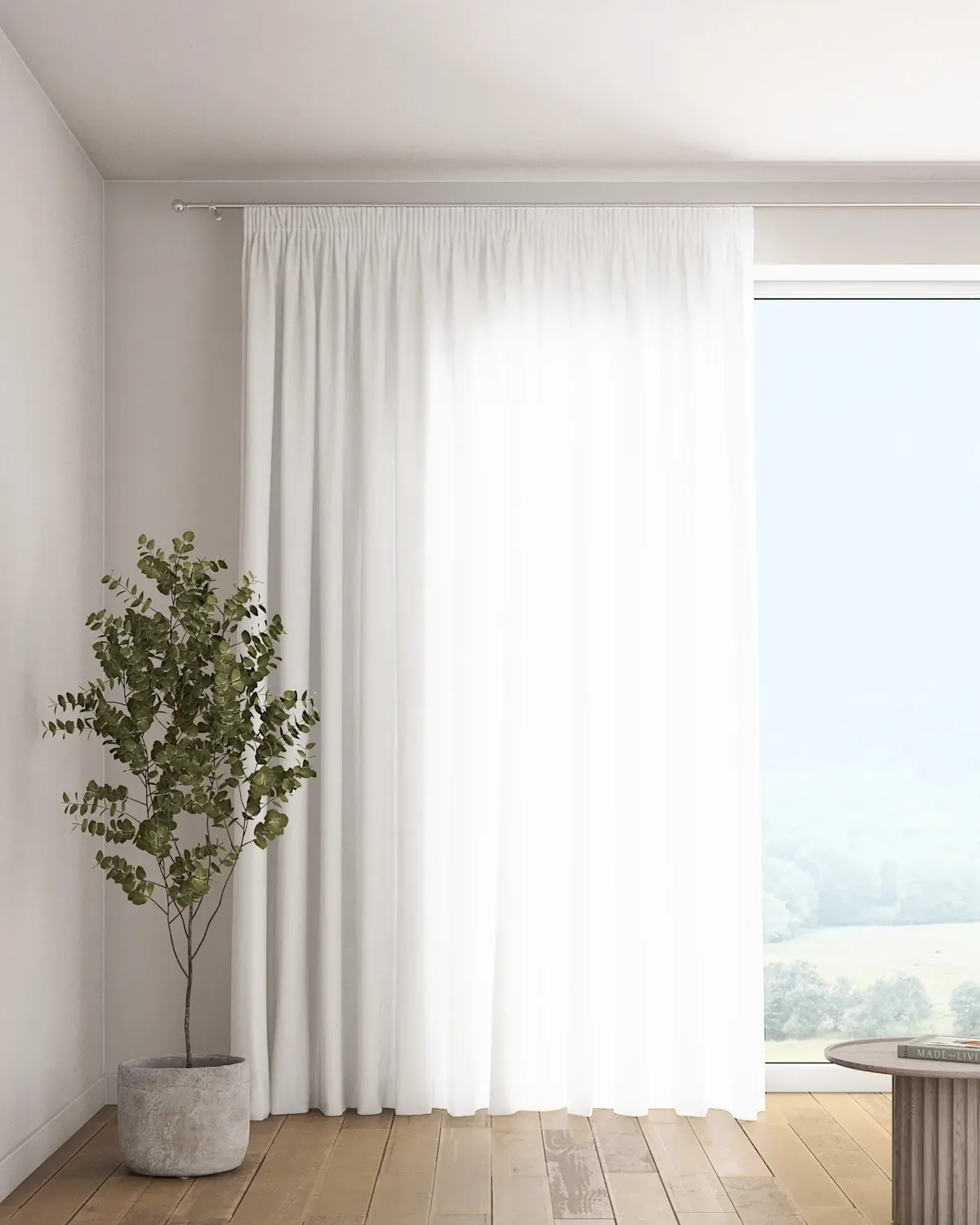 Vorhang mit Kräuselband Farbe weiß Stoff halbtransparent, strukturiert de Dekoria – photo du produit