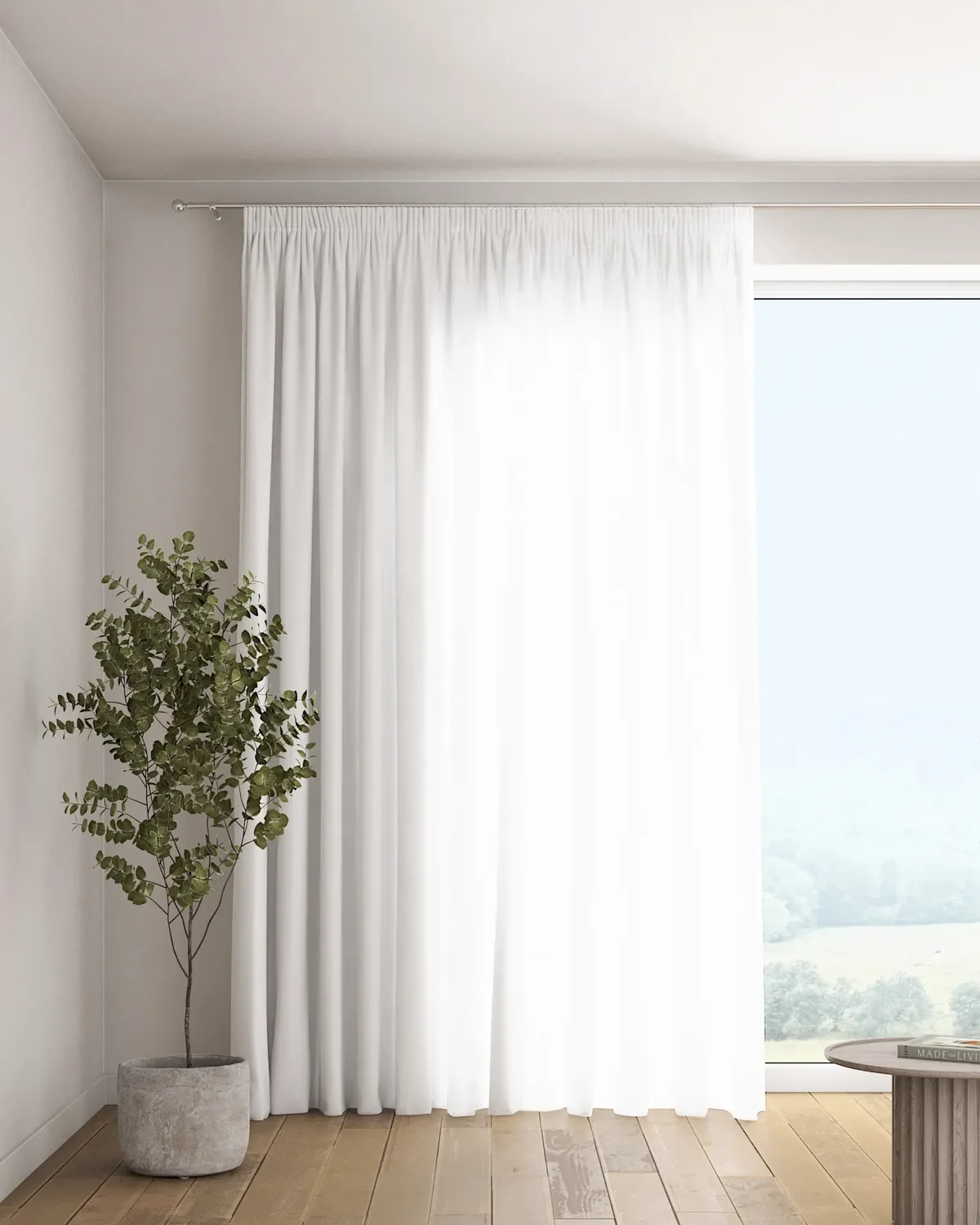 Vorhang mit Kräuselband Farbe weiß Stoff halbtransparent, strukturiert de Dekoria – photo du produit